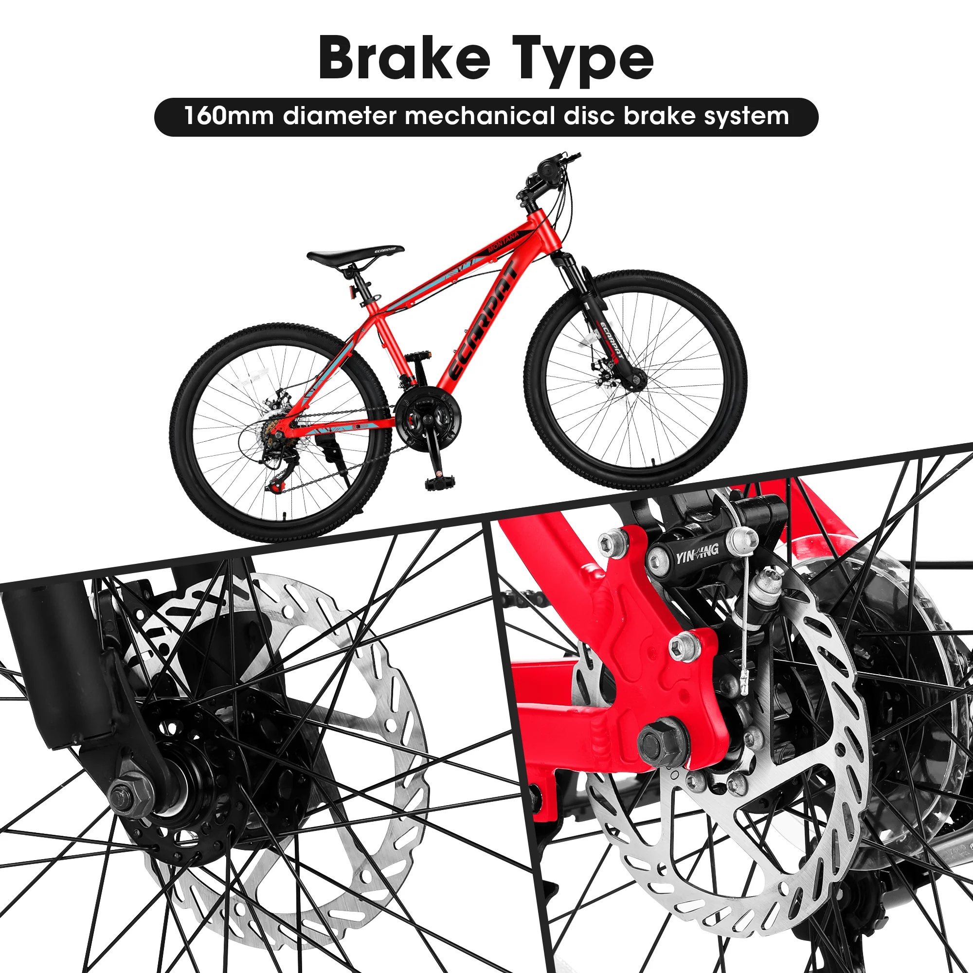 CHAMPIERRE 24 inch Mountain Bike for Men and Women, Shimano 21 Speed Bike with Disc Brake, Black - Womvr