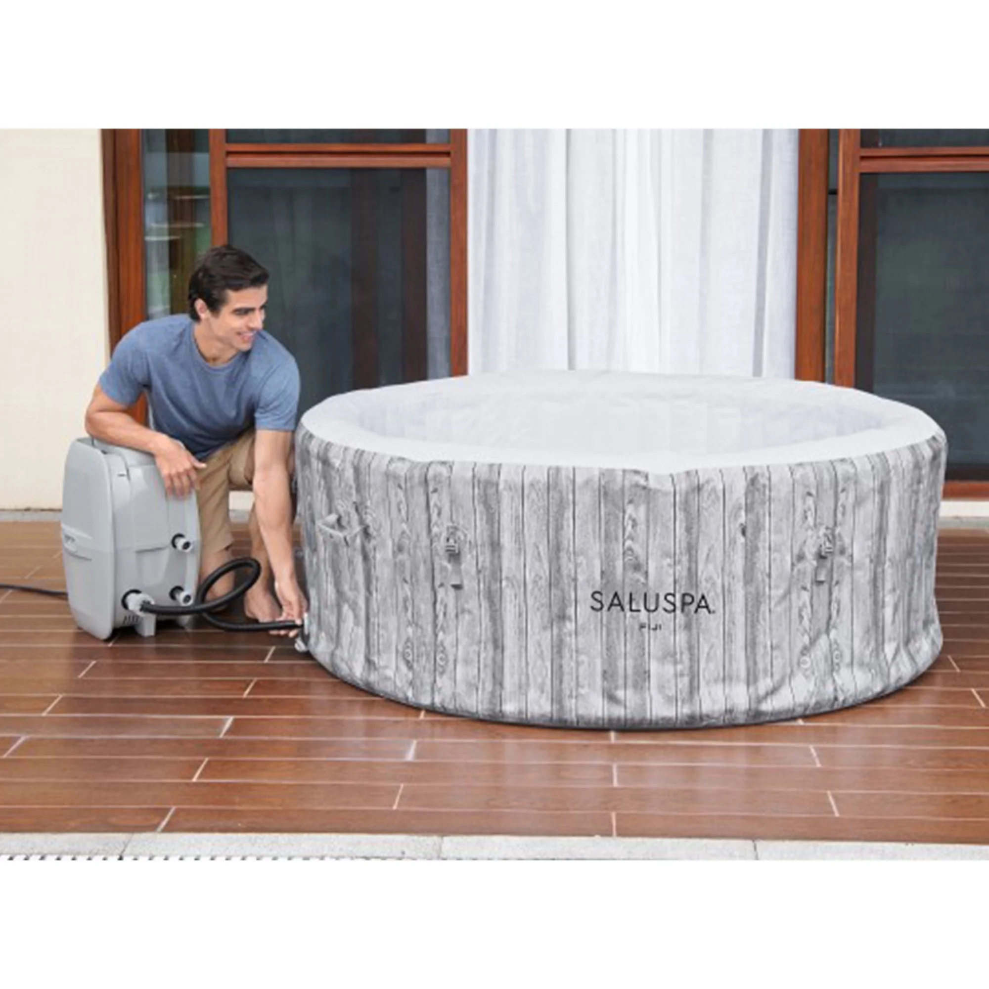 Bestway SaluSpa Cancun AirJet Inflatable Hot Tub with 120 Jets, Gray - Womvr