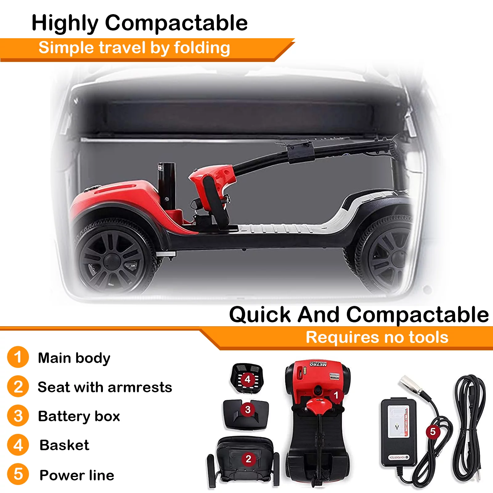 4 Wheels Folding Mobility Scooter for Seniors Adults with Baskets Blue - Womvr