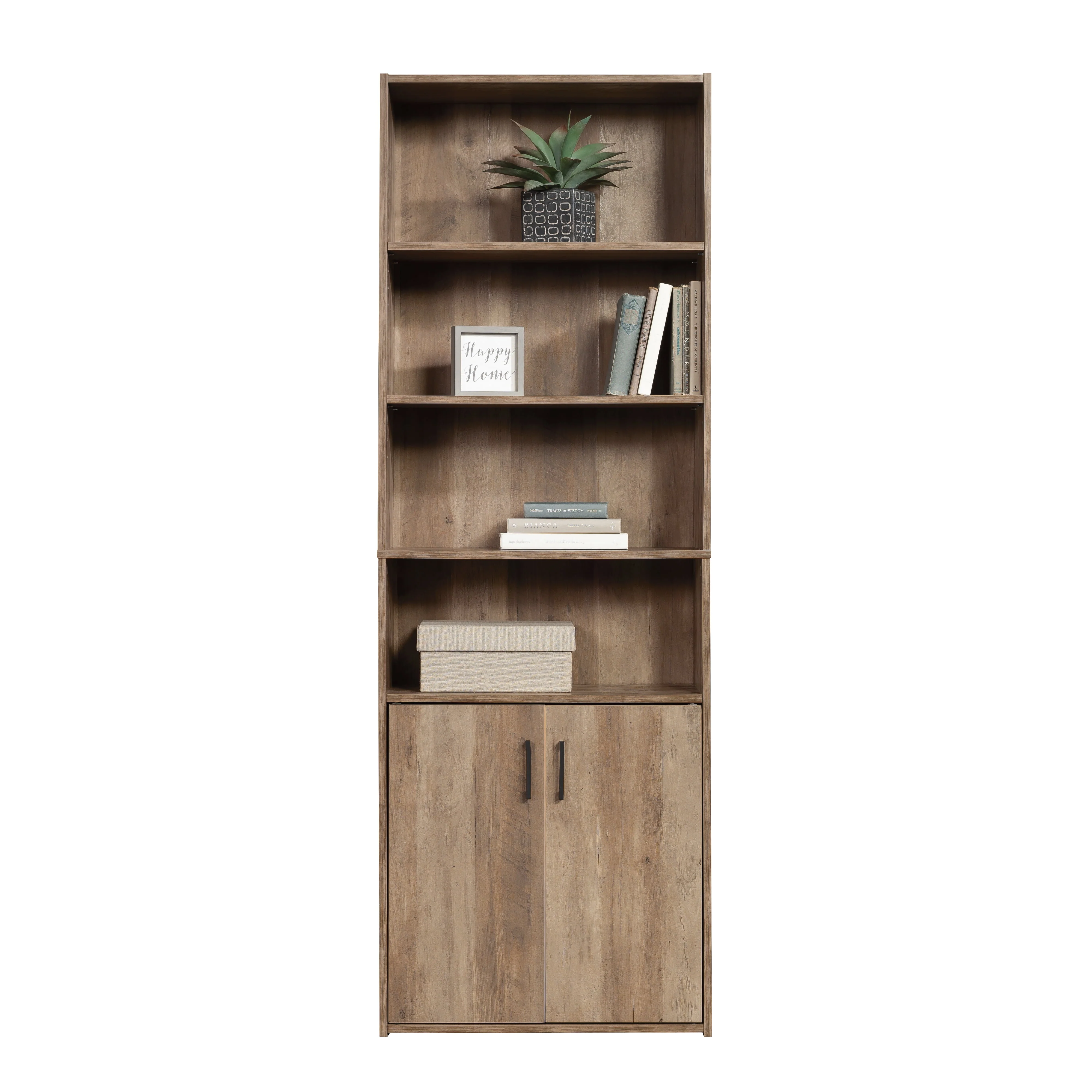 Mainstays Traditional 5 Shelf Bookcase with Doors, Soft White - Womvr