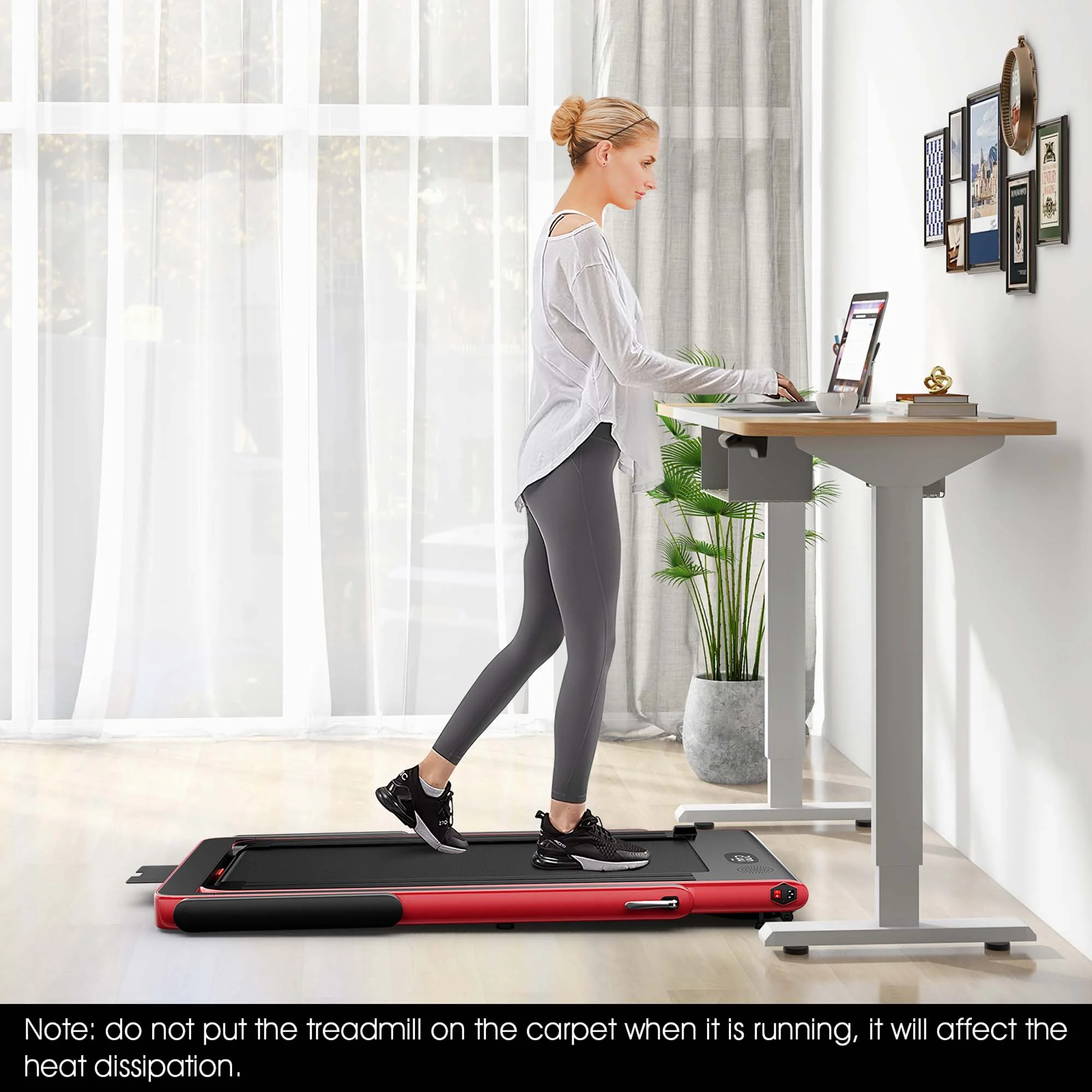 SuperFit Up To 7.5MPH 2.25HP 2 in 1 Dual Display Screen Folding Treadmill Jogging Machine W/APP Control Silver - Womvr