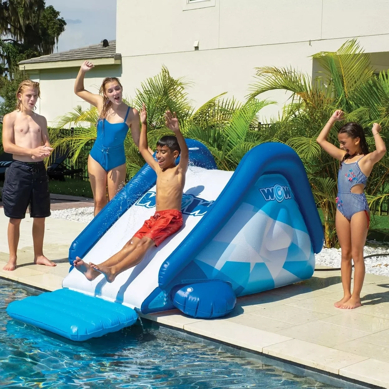 WOW Sports Cascade Pool Slide, Inflatable Slide with Sprinkler - Womvr