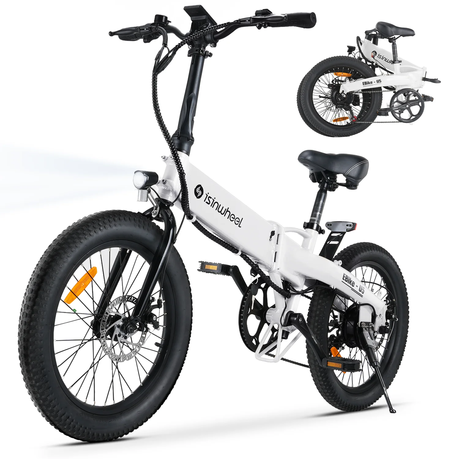 isinwheel U5-W Electric Bike Adult 500W, 20MPH, Max Range 45+ Mile E Bike, 20