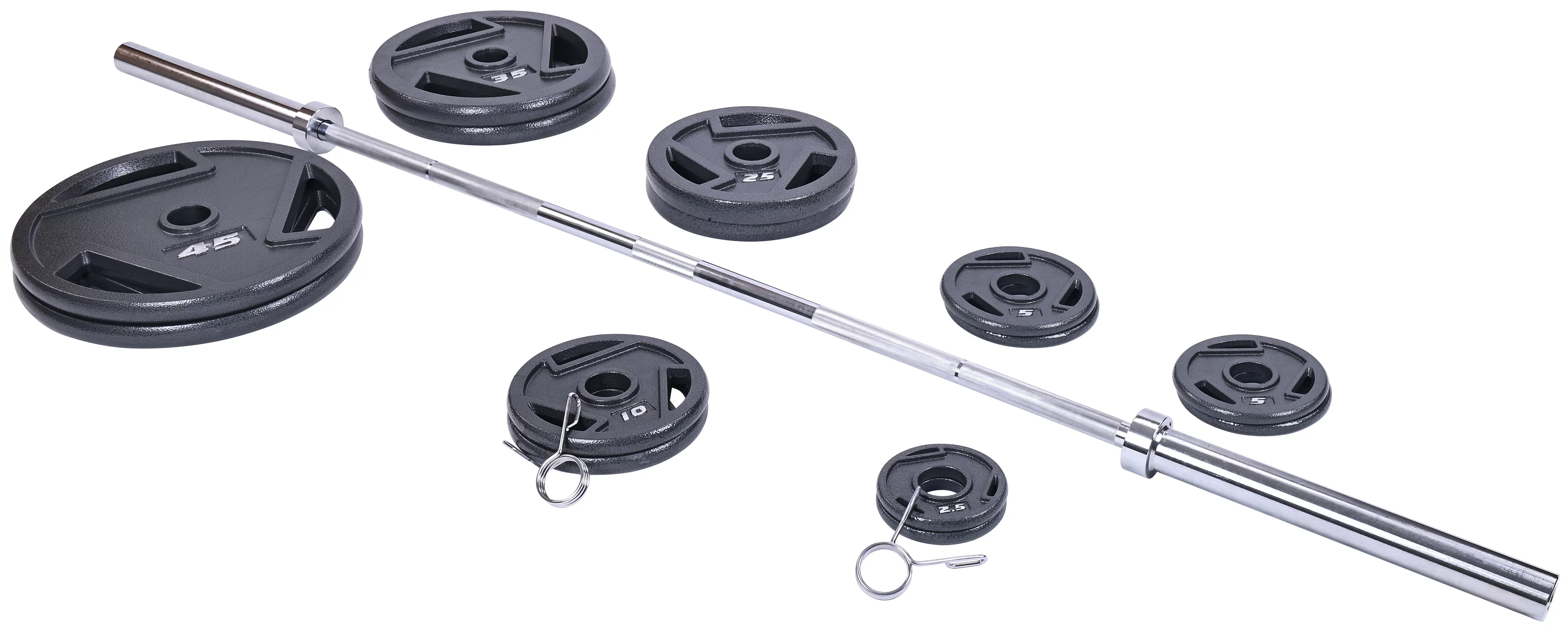 BalanceFrom Cast Iron Olympic Weight Including 7FT Olympic Barbell and Clips, 300-Pound Set (255 Pounds Plates + 45 Pounds Barbell), Multiple Packages - Womvr
