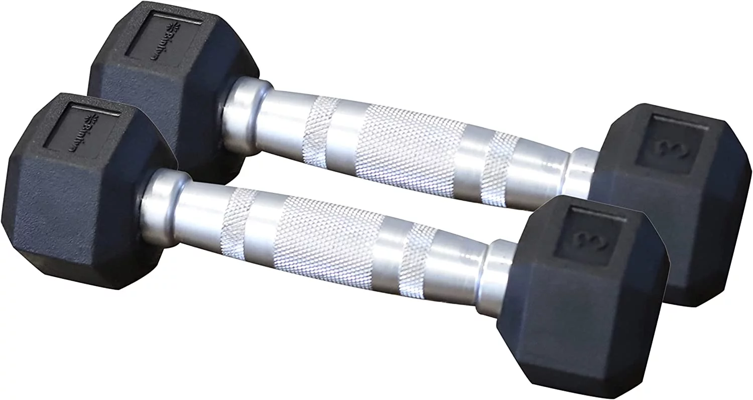 Rubber Coated Hexagon Dumbbells - Pairs - Encased Hand Weights for Men and Women - Womvr