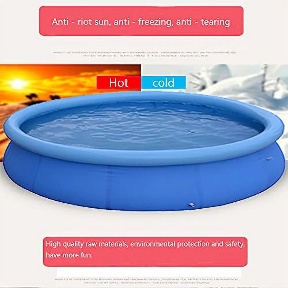Honeydrill Above Ground Swimming Pools, Inflatable Top Ring Round Pool, Blue (10 ft x 30 in) - Womvr