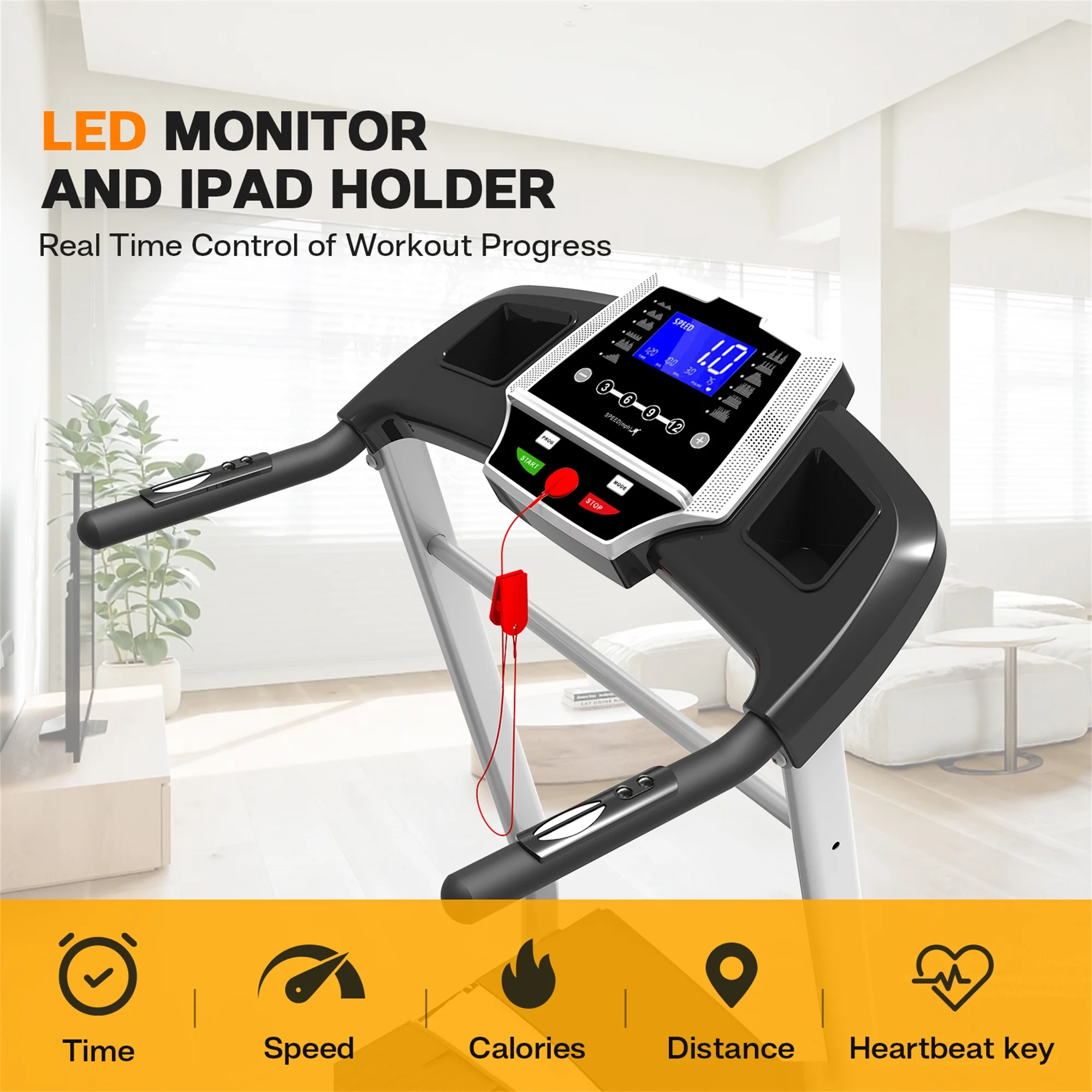 Aukfa Folding Treadmill with Incline, 265 lbs Capacity, 7.5 mph Max Speed for Home Gym Workout - Womvr