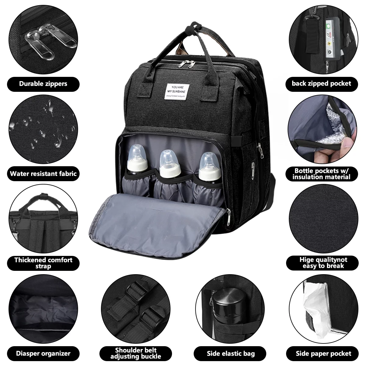 Diaper Bag Backpack,Multifunction 3 in 1 Waterproof Travel Back Pack,Baby Changing Bags with Changing Pad, Stroller Straps, Unisex, Green - Womvr