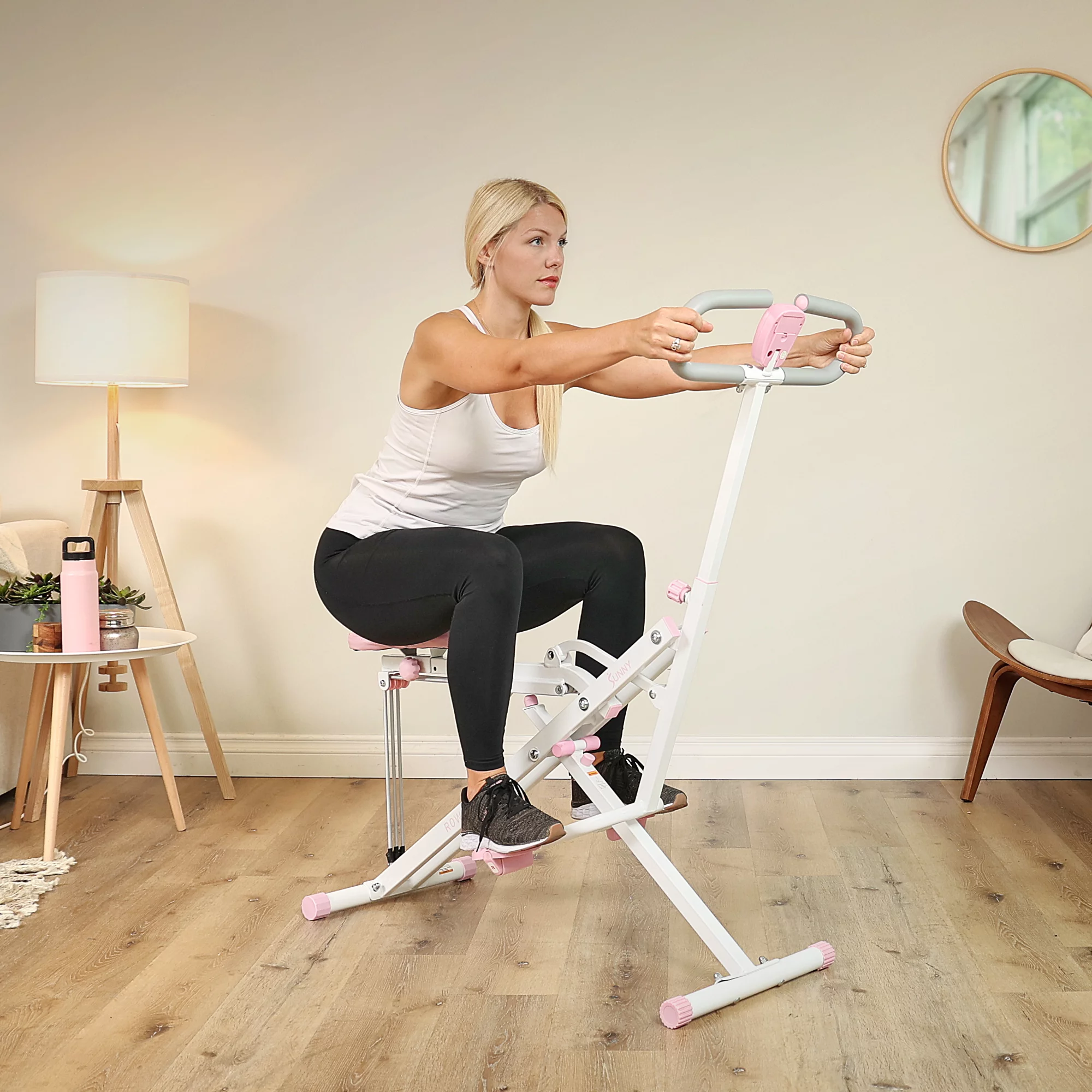 Sunny Health & Fitness Smart Upright Row-N-Ride Exerciser, Squat Assist Trainer for Glutes Workout with Adjustable Resistance, Easy Setup & Foldable, Glute & Leg Exercise Machine- NO. 077SMART - Womvr