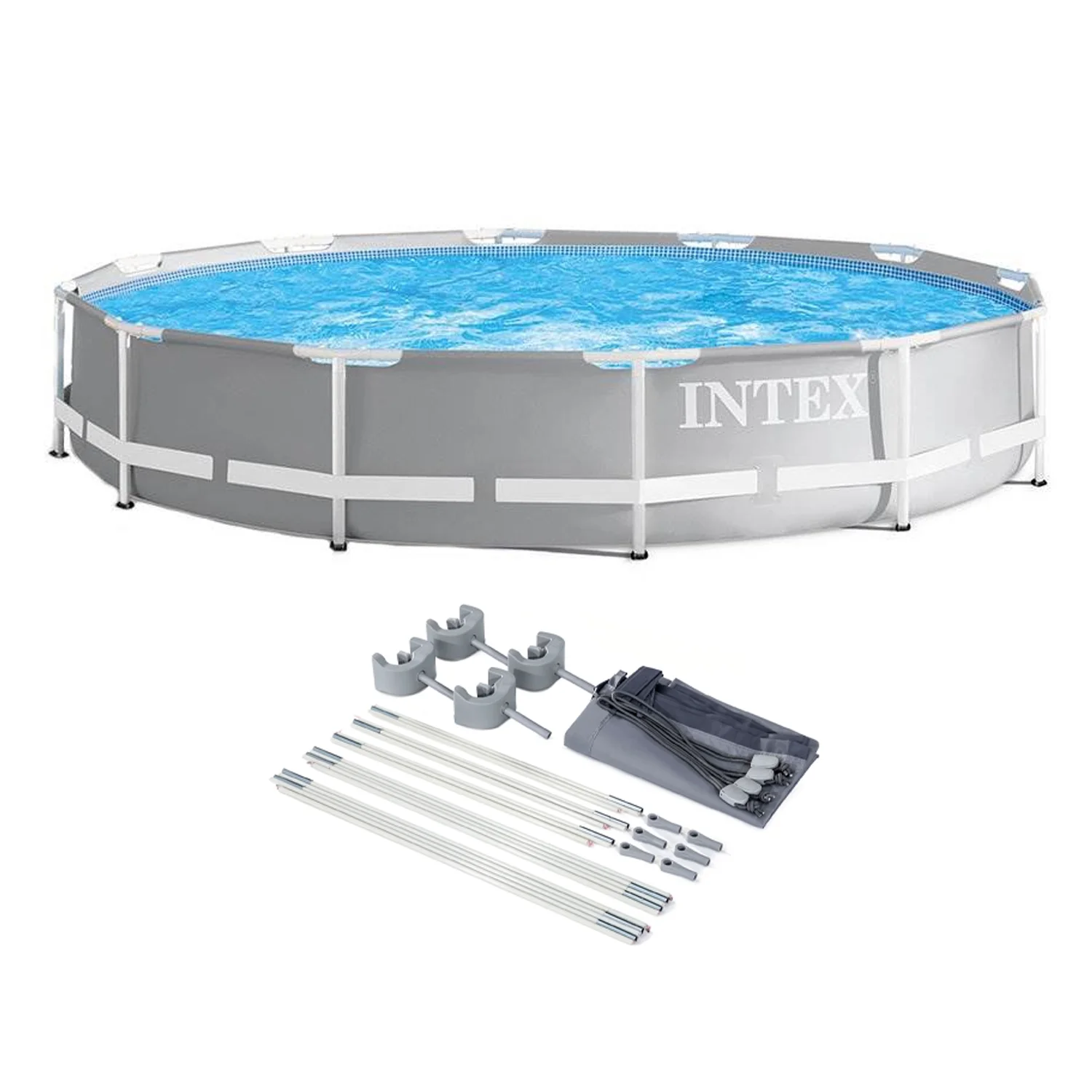 Intex 26700EH 10ft x 30in Prism Metal Frame Above Ground Backyard Swimming Pool (Pump Not Included) - Womvr