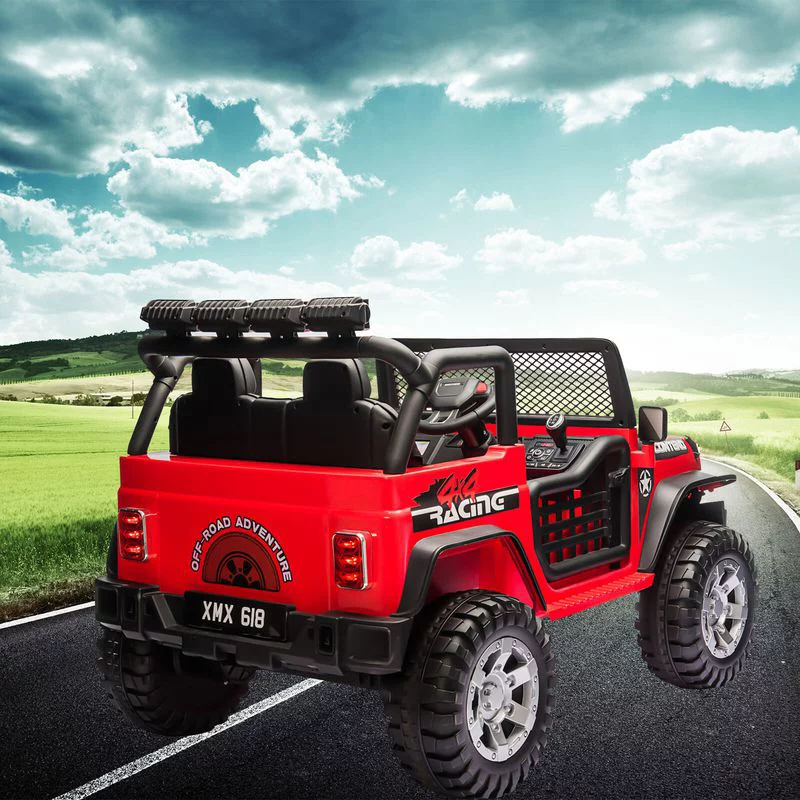 CAIDI 12 V Kids Ride On Truck, 2-Seater Battery Powered Toy Car w/ Remote Control, Spring Suspension, Bluetooth, LED Lights - Womvr