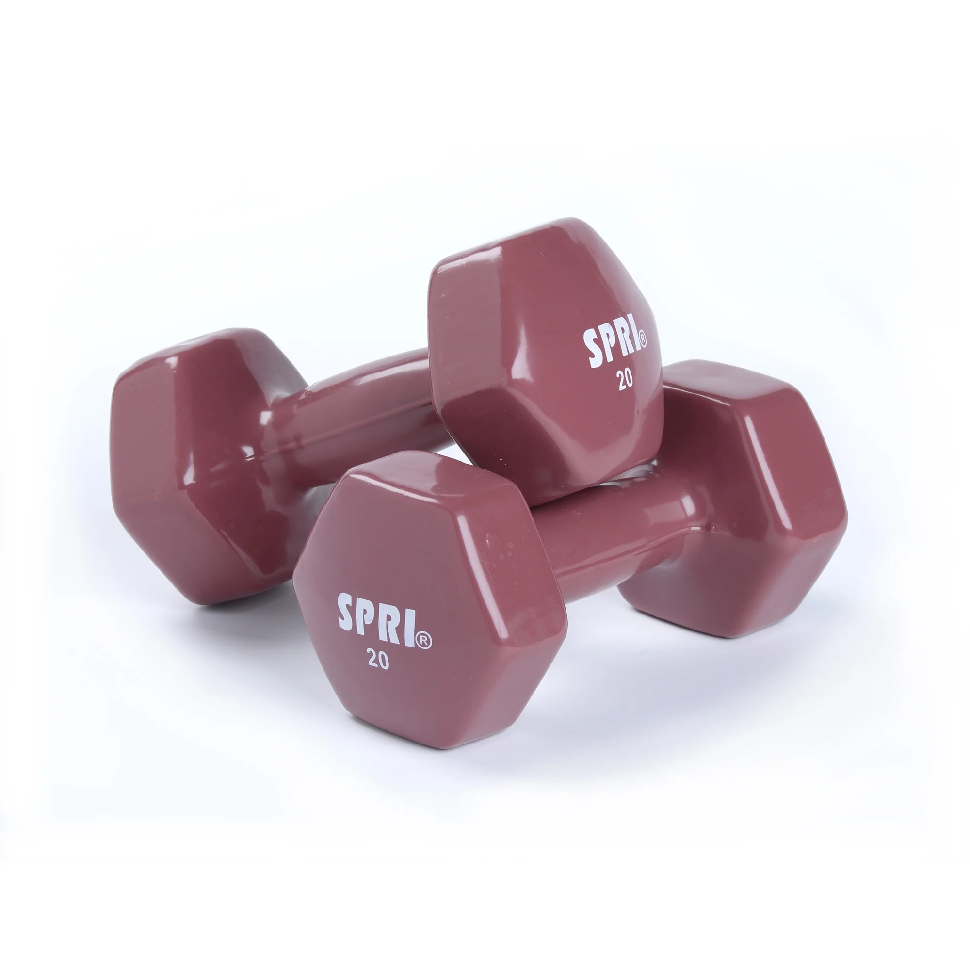 SPRI Deluxe Vinyl Dumbbells, 15 lb Pair, Grey - Womvr