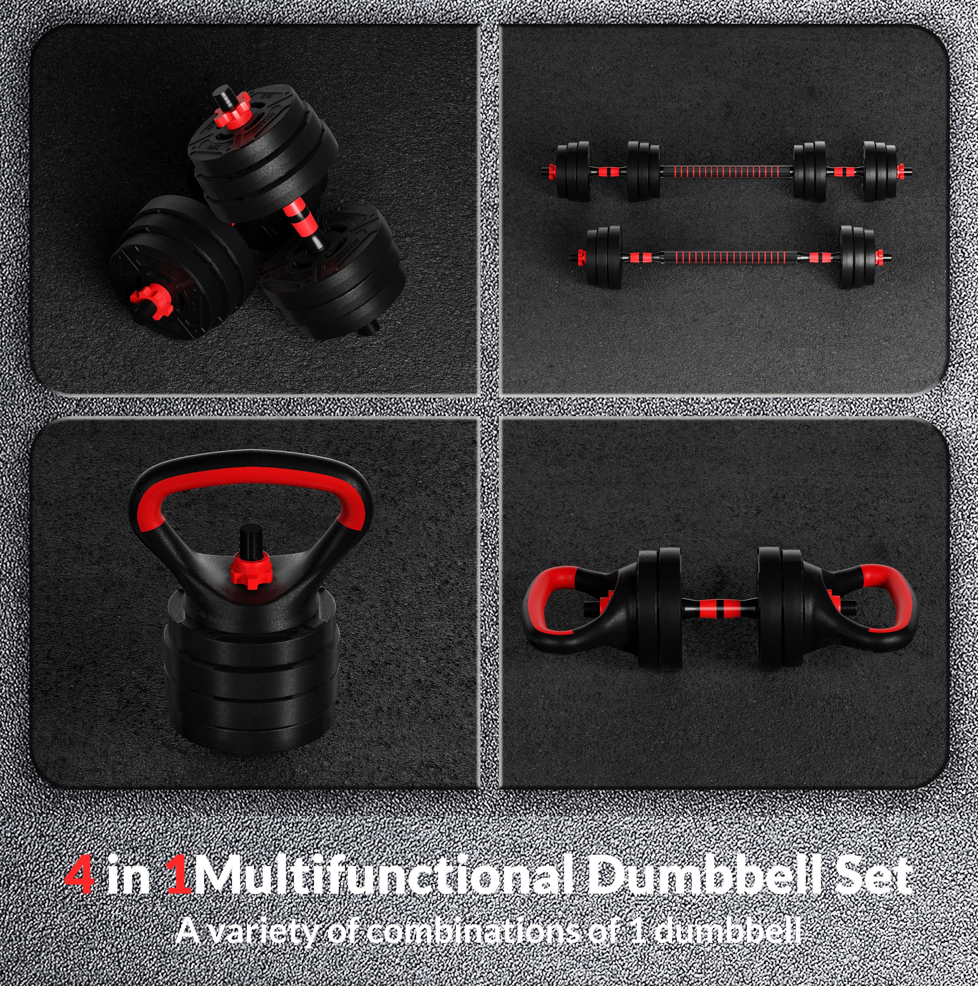 BalanceFrom 60LB 4-in-1 Portable Changeable Dumbbell, Barbell, and Kettlebell Set with Adjustable Weights - Womvr