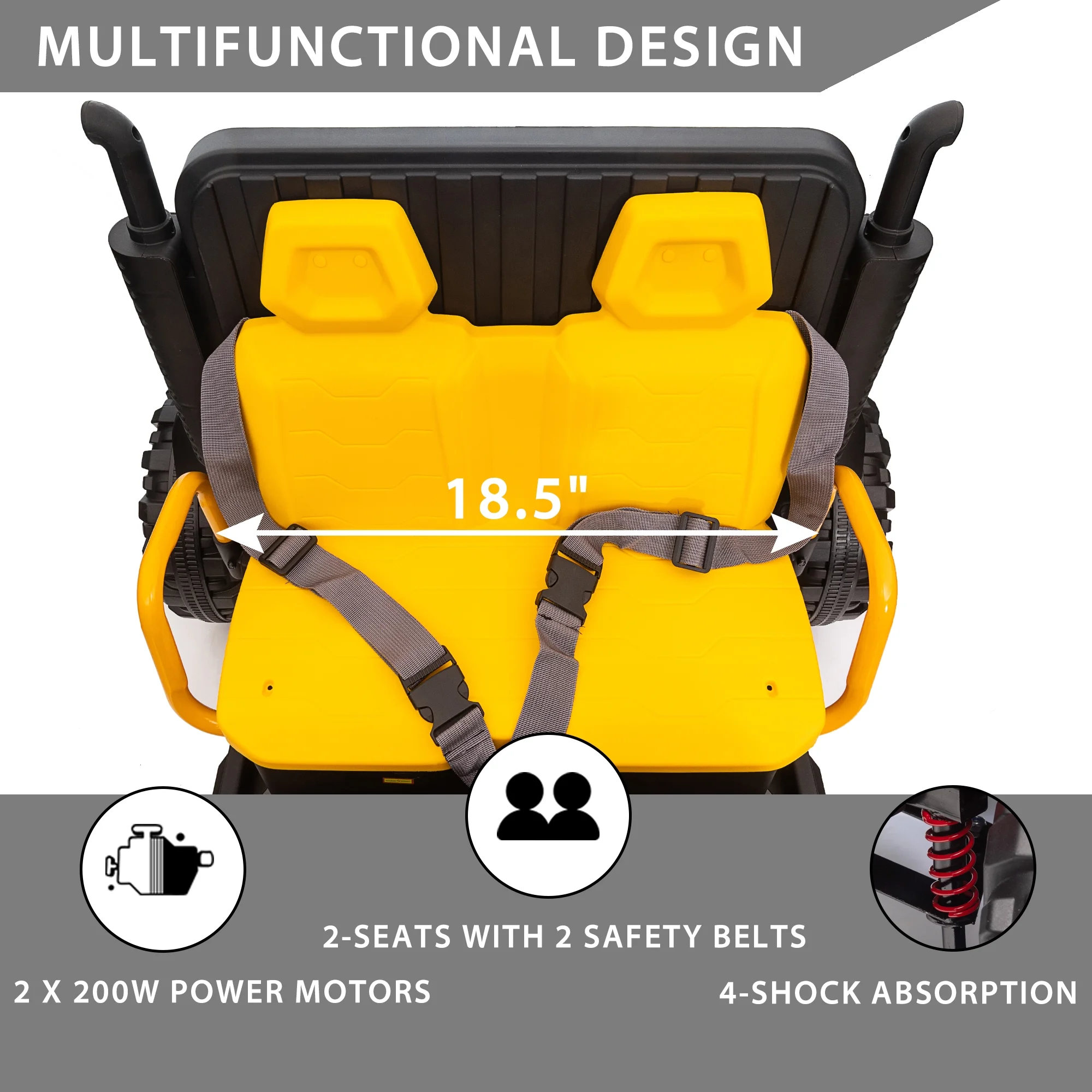 Hikiddo JC222 24V Ride on Toy, Kids Ride On Dump Truck 2 Seater with Remote - Womvr