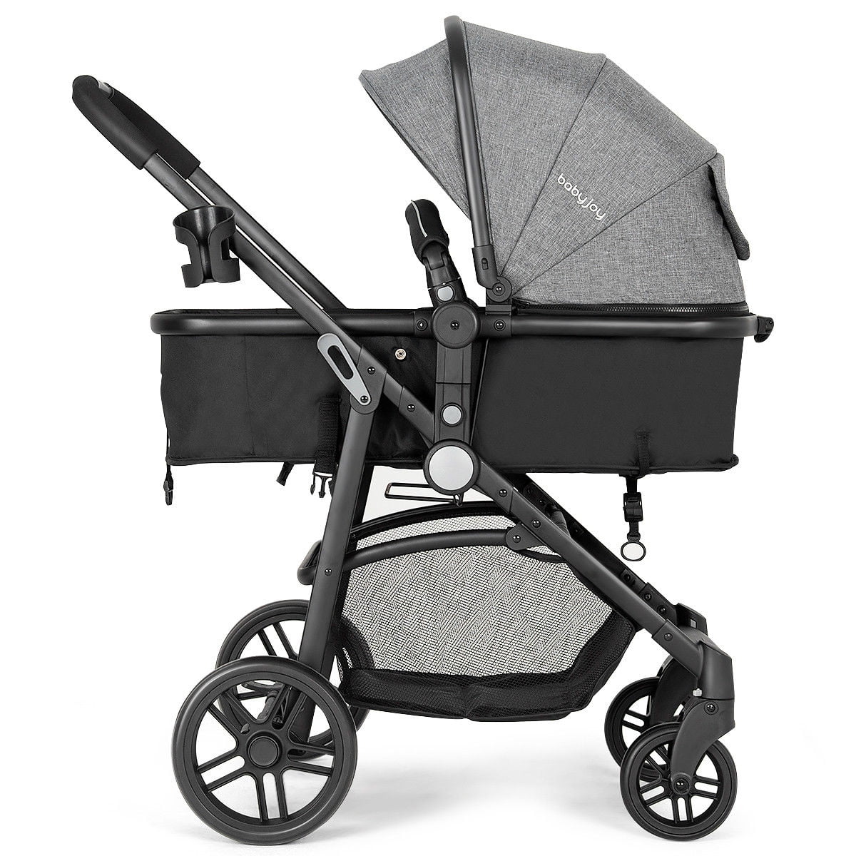 Costway Foldable Baby Stroller 2 in1 Newborn Infant Travel Buggy Pushchair Black - Womvr