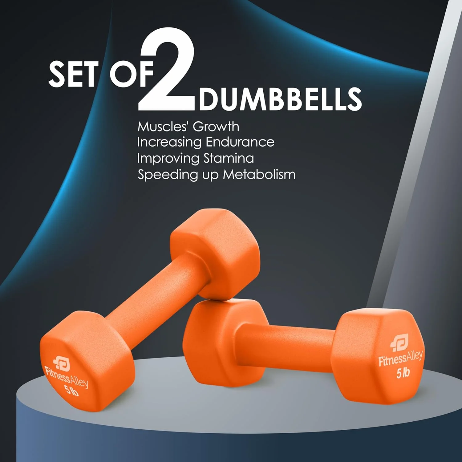 Fitness Alley Neoprene Coated Workout Dumbbells set of 2 �C Anti Roll, Non Slip with Smooth Grip Fitness & Exercise Dumbbells �C Hexagon Shaped Hand Weights (17.5 Pounds) - Womvr