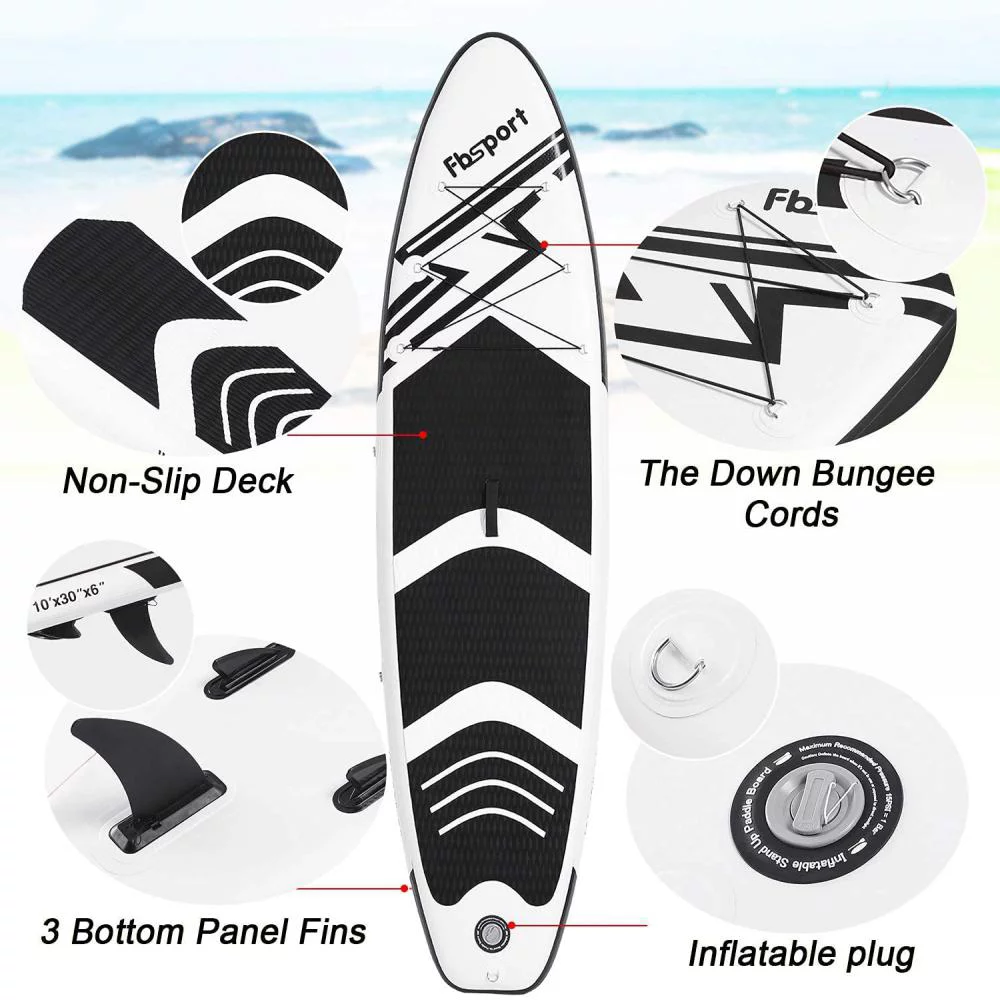 Fbsport 11ft Inflatable Paddle Board SUP, 6'' Thick W/Paddling Fins Pump & Accessories Pack, Green - Womvr