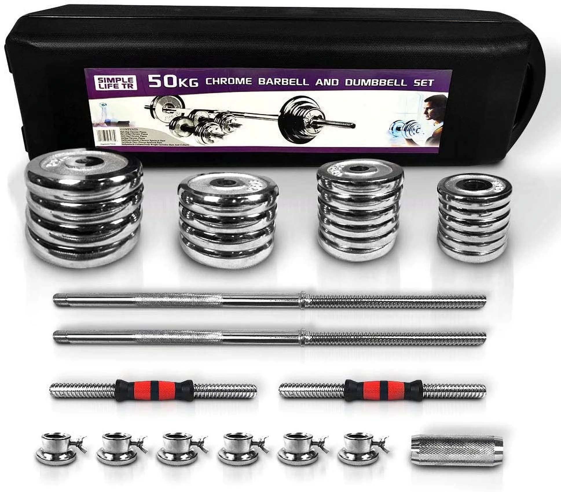 Adjustable Dumbbell Set Home Gym Cast Iron Barbell Sets with Carry Box 44lbs 66lbs 110lbs Office Bedroom Workout Dumbbells for Men and Women - Womvr