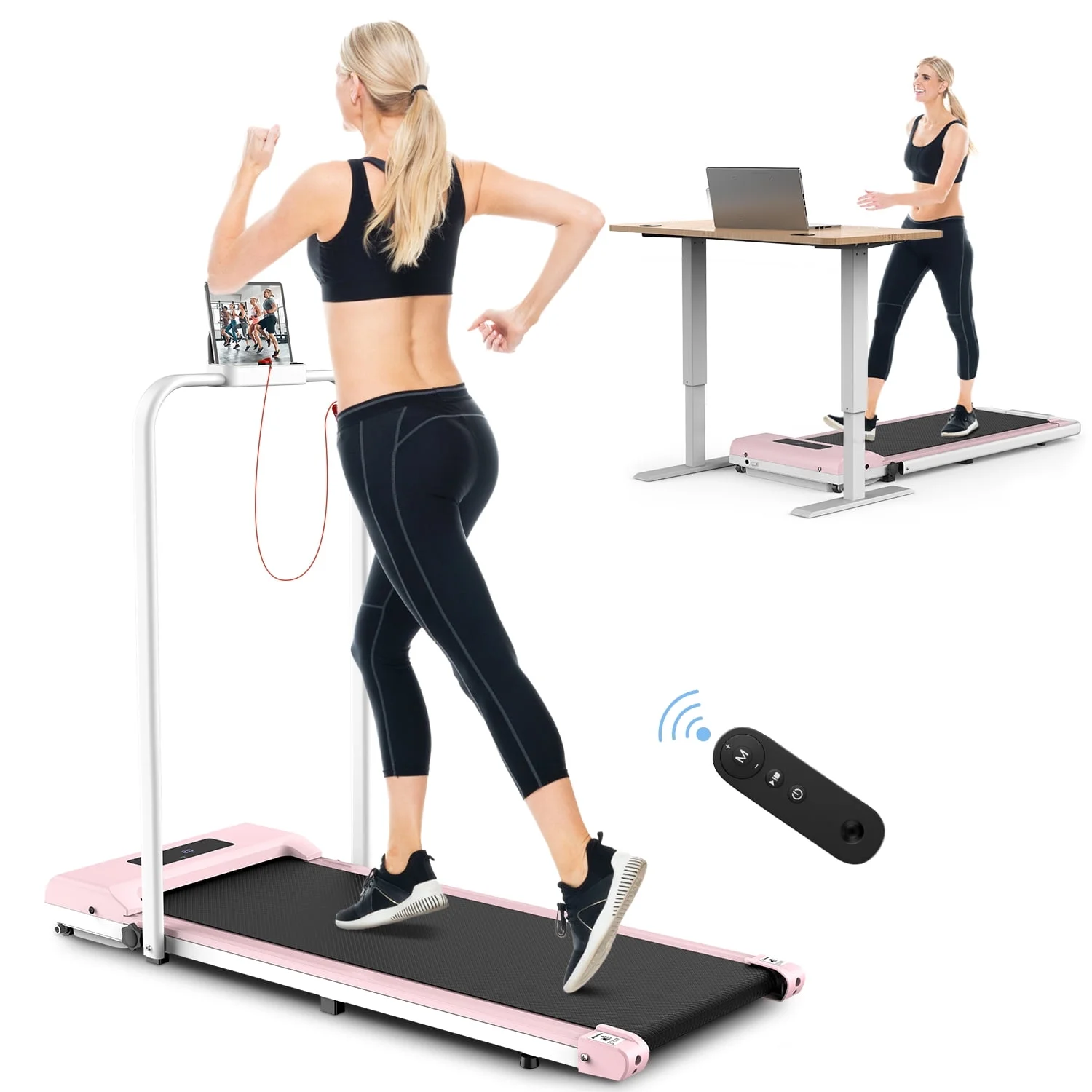 Bigzzia Treadmill Under Desk Treadmill 2 in 1 Folding Treadmill, Treadmills for Home Maximum Weight 265 lbs Gray - Womvr