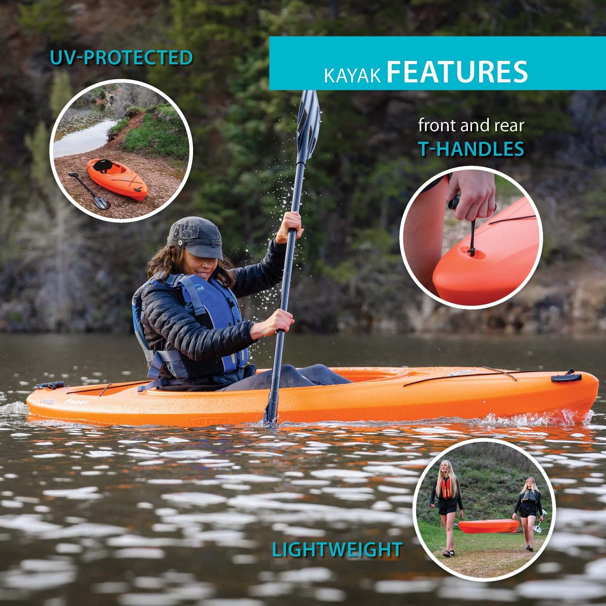 Lifetime Pacer 8 ft. Sit-Inside Kayak, Green (91032) - Womvr