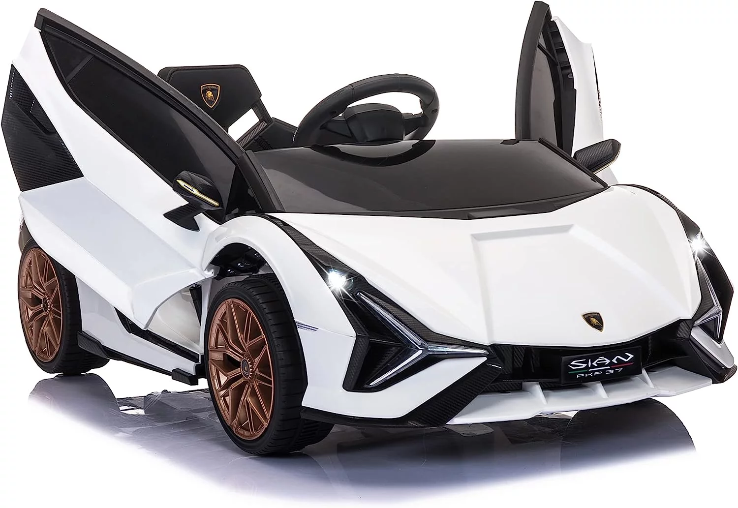 TOBBI 24V Lamborghini STO Licensed Kids Ride on Drift Car Gray Electric Car W/Remote Control LED Lights, up to 10 mph - Womvr