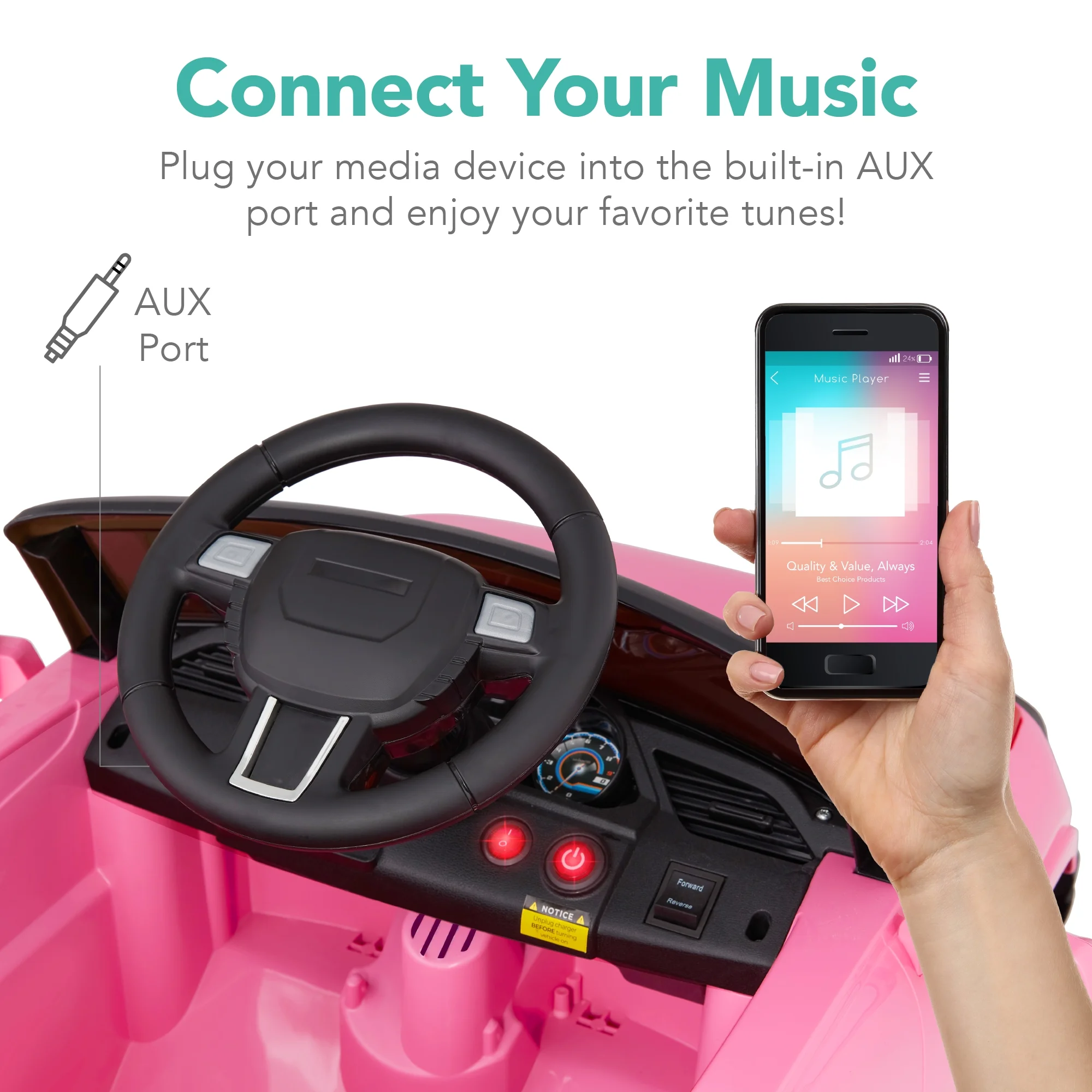 Best Choice Products 6V Kids Ride On Car Truck w/ Parent Control, 3 Speeds, LED Headlights, MP3 Player, Horn - Pink - Womvr