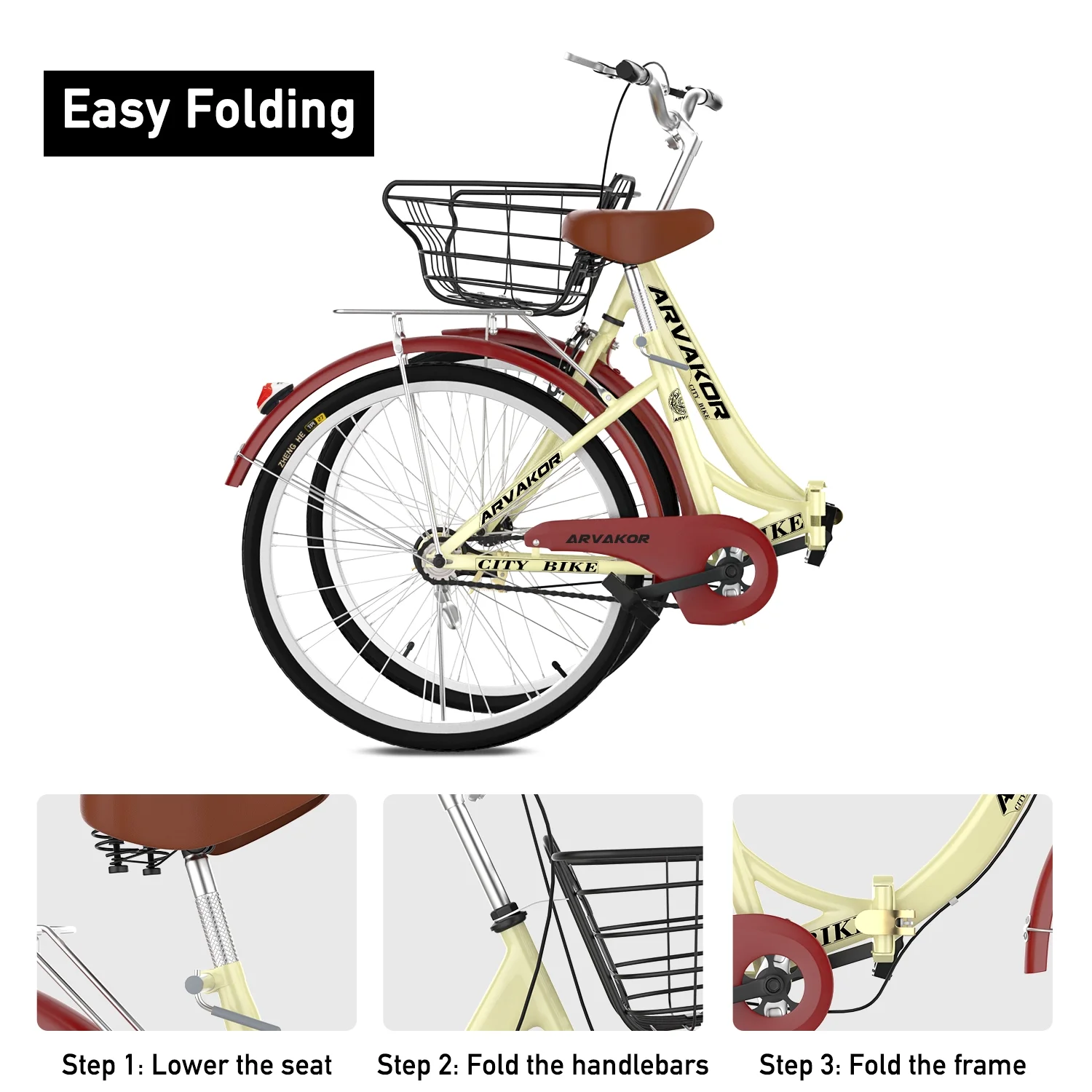 ARVAKOR 26 Inch Women Bike, Classic Bicycle Retro Bicycle, Cruiser Bike, Beige - Womvr