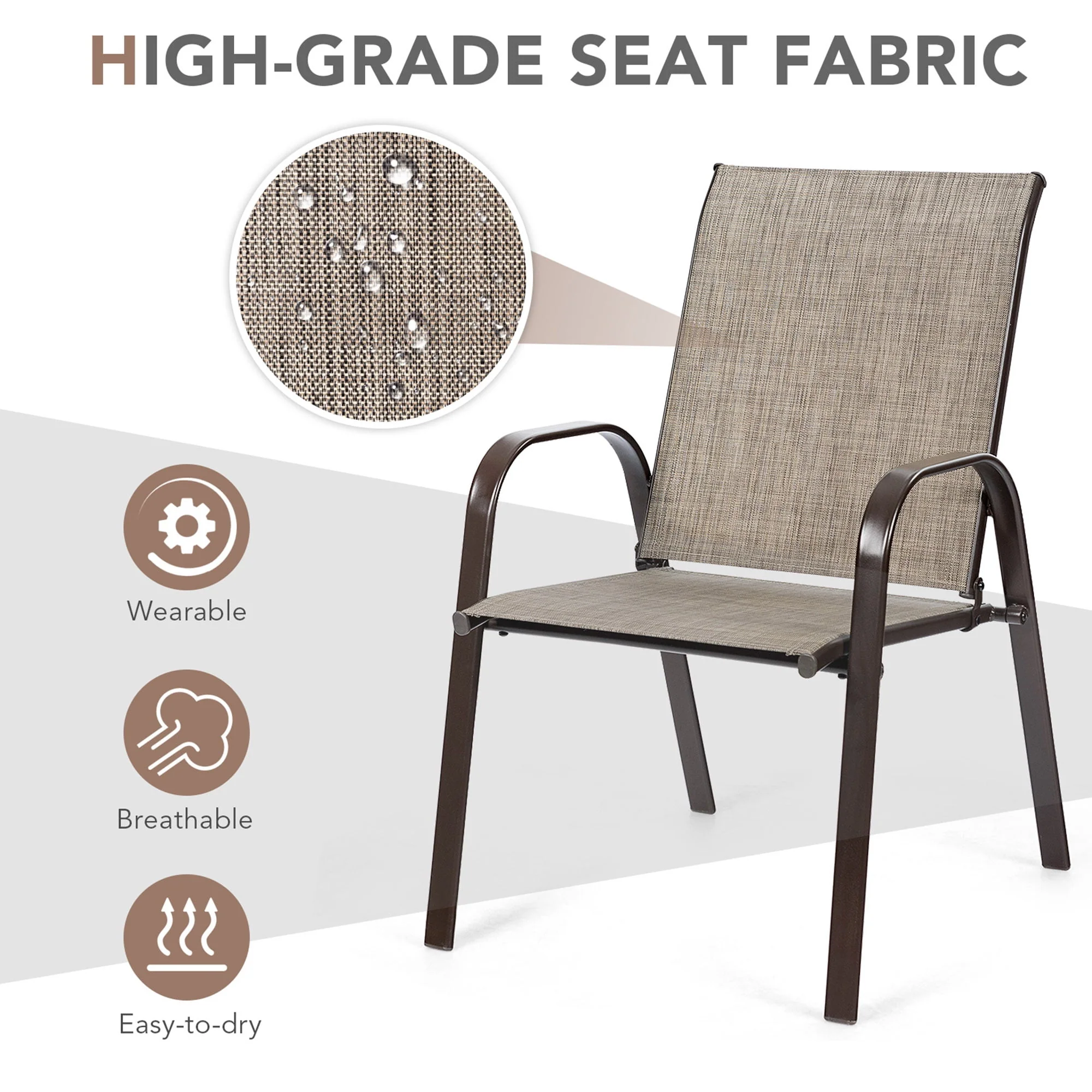 Gymax Set of 2 Patio Chairs Dining Chairs w/ Steel Frame Yard Outdoor Grey - Womvr
