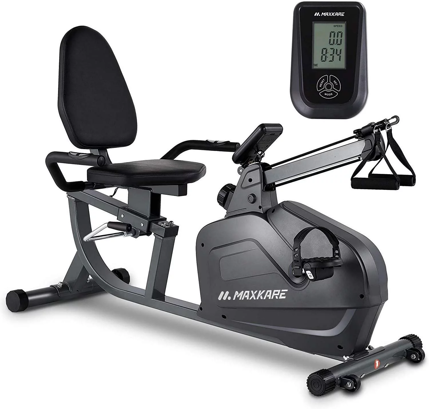 MaxKare Recumbent Exercise Bike with Arm Resistance Bands 8 Level Adjustable Magnetic Resistance Adjustable Seat, Max Weight 242lbs - Womvr