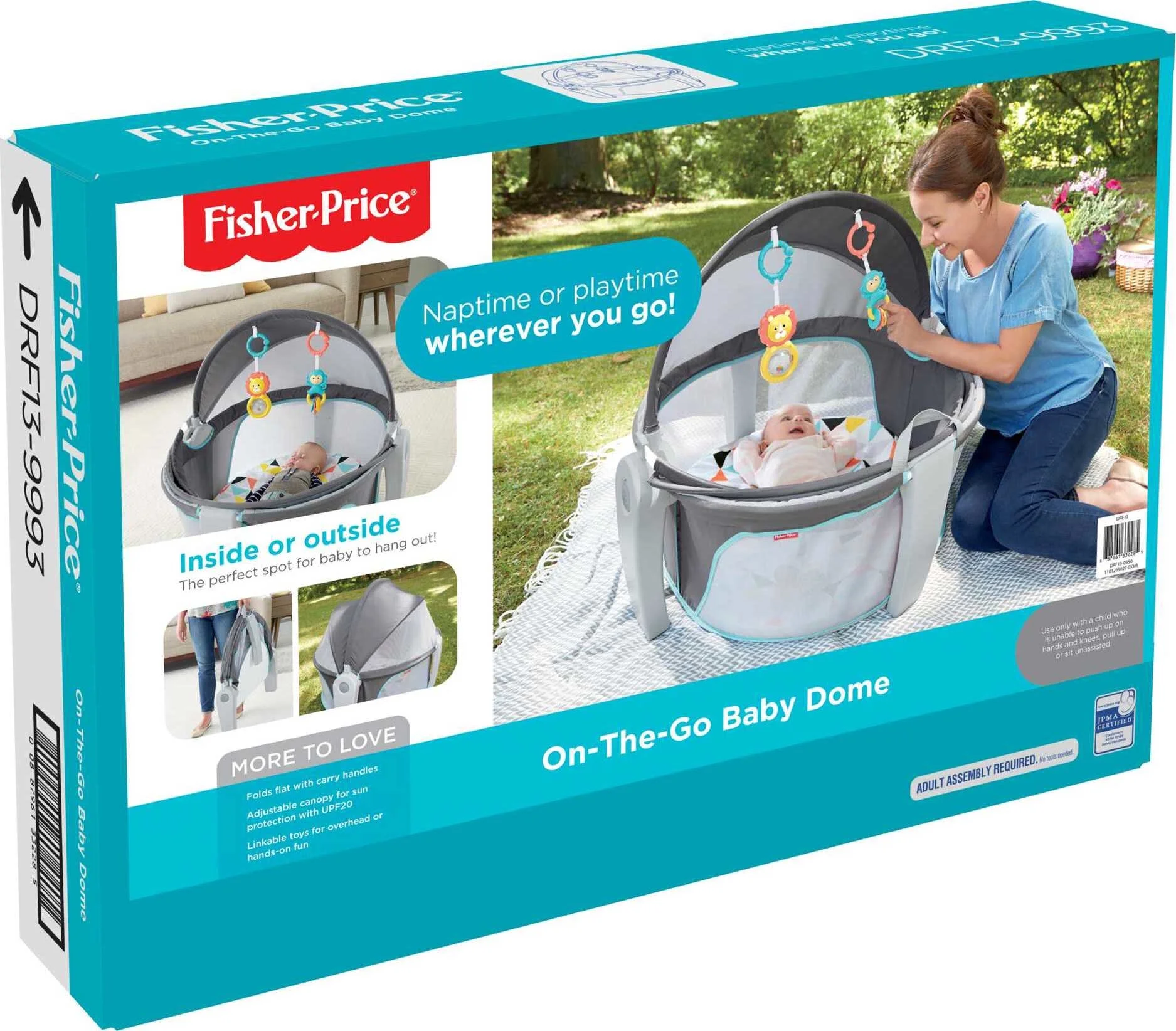 Fisher-Price On-the-Go Infant Dome Portable Bassinet and Play Space with Toys, Windmill - Womvr