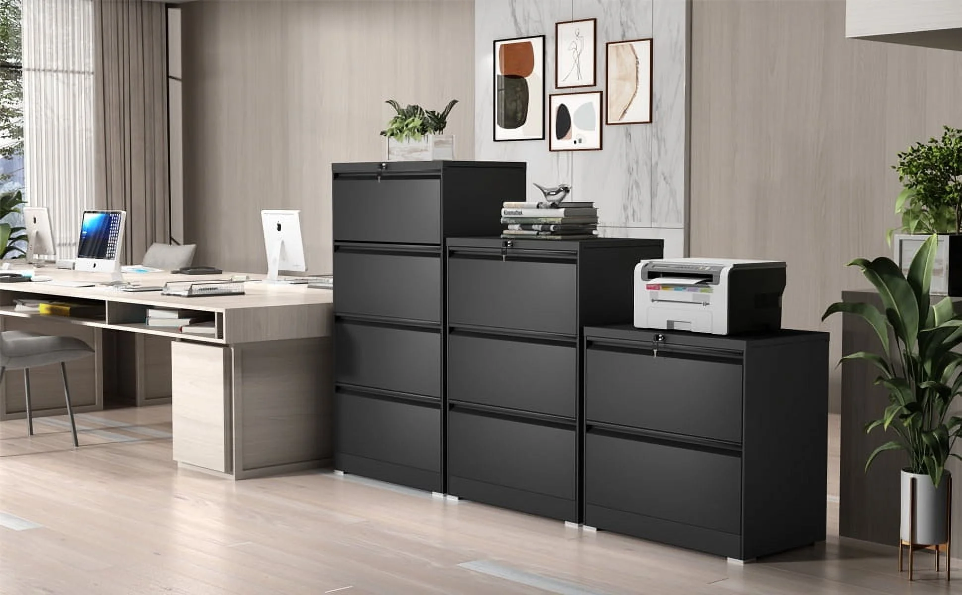 SUPEER 4 Drawer File Cabinet , Metal Vertical File Storage Cabinet with Lock, Office Home Steel Vertical File Cabinet for A4 Letter /Legal Size, 14.96