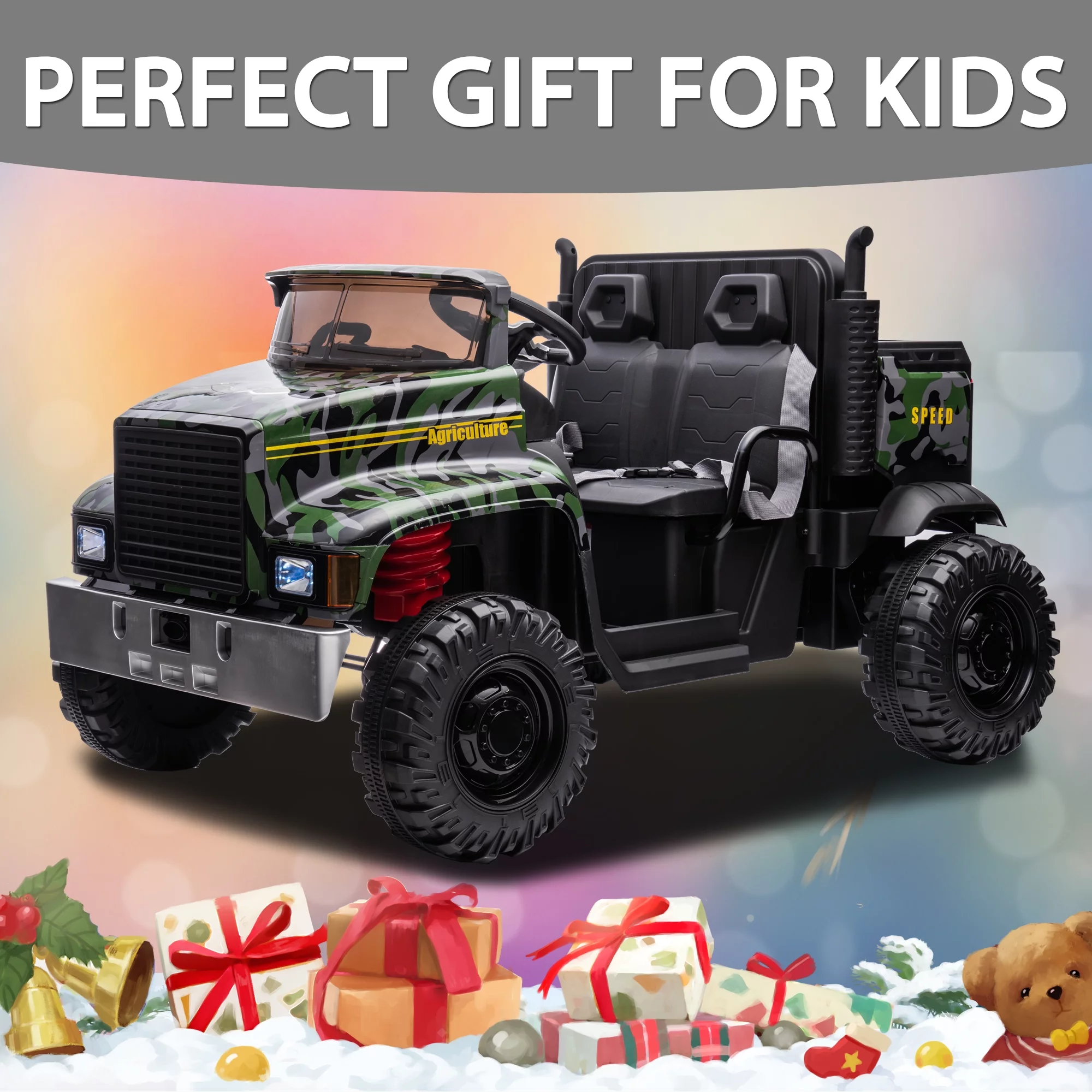 Hikiddo JC222 24V Ride on Toy, Kids Ride On Dump Truck 2 Seater with Remote - Womvr