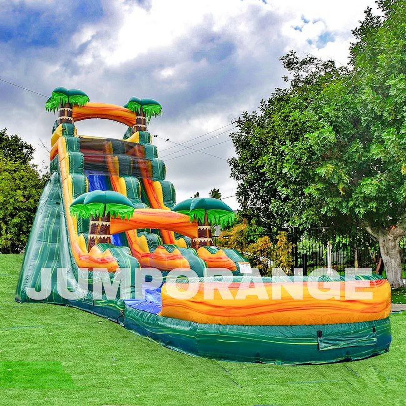 JumpOrange 19FT Cali Palms Commercial Grade Water Slide Inflatable with Detachable Pool for Kids and Adults with Blower - Womvr