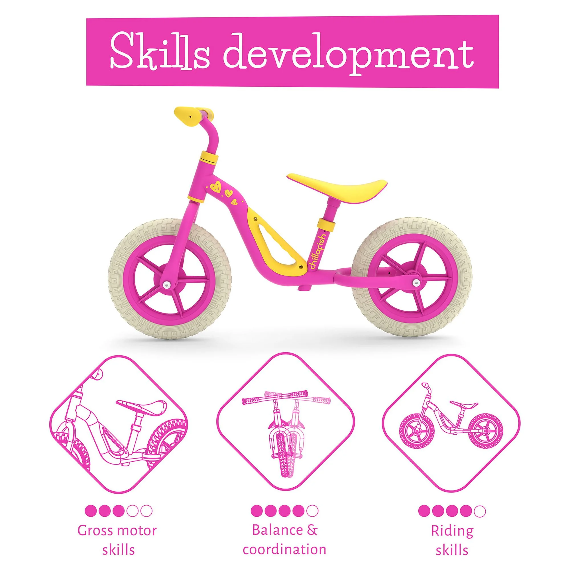 Chillafish Charlie lightweight toddler balance bike with carry handle, adjustable seat and handlebar, puncture-proof 10-inch wheels, for kids 18-48 months, Red - Womvr