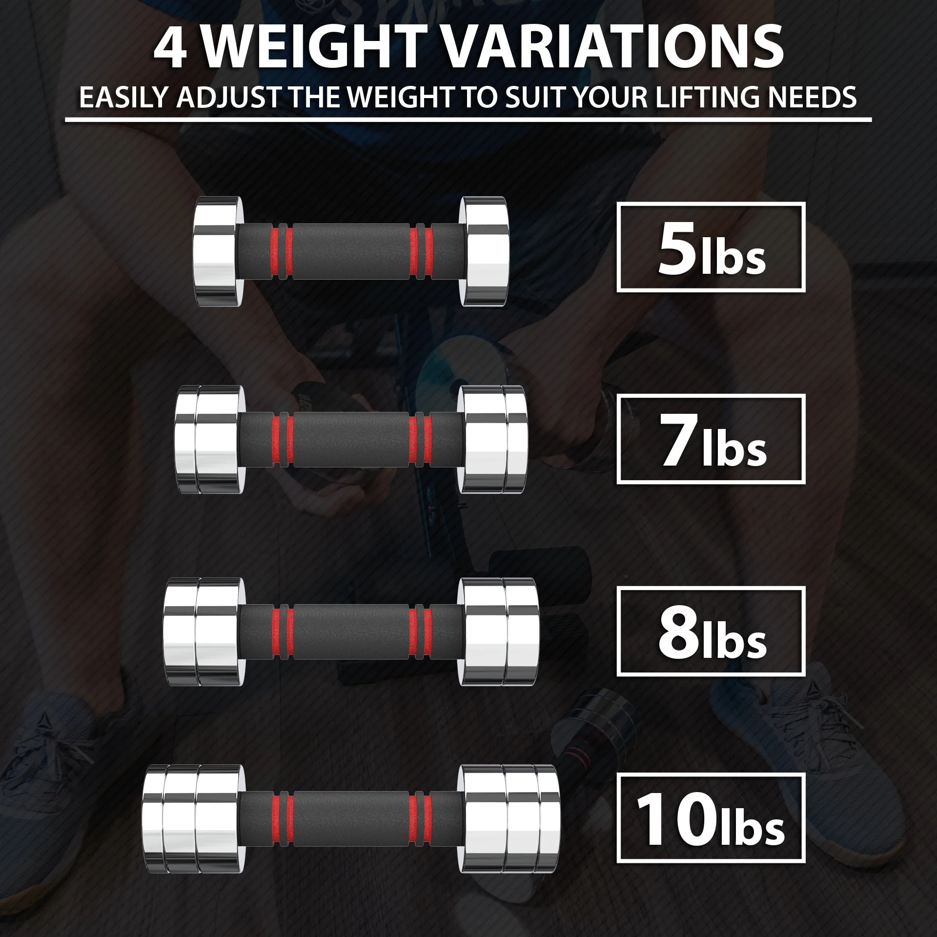 Synergee Ultra Compact Adjustable Dumbbell Set. Steel Weight Set with Foam Handles and Chrome Finish. Weights Range from 10-20 lbs. - Womvr