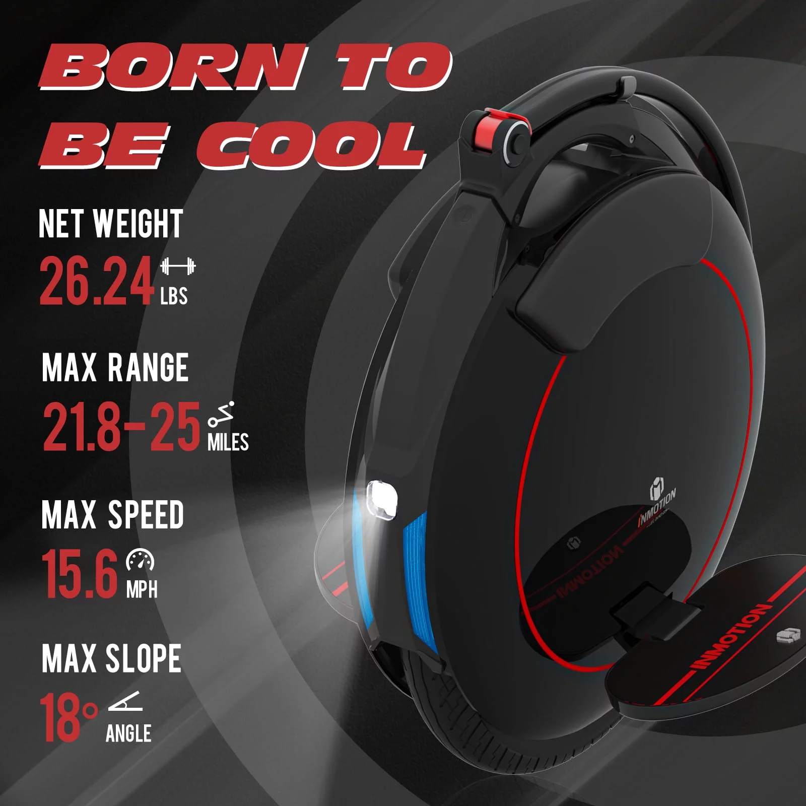 INMOTION V5F Electric Unicycle for Beginners, 14inch One Wheel Balance Bike, 15.6mph Self Balancing Lightweight and Slim Electric Scooter - Womvr