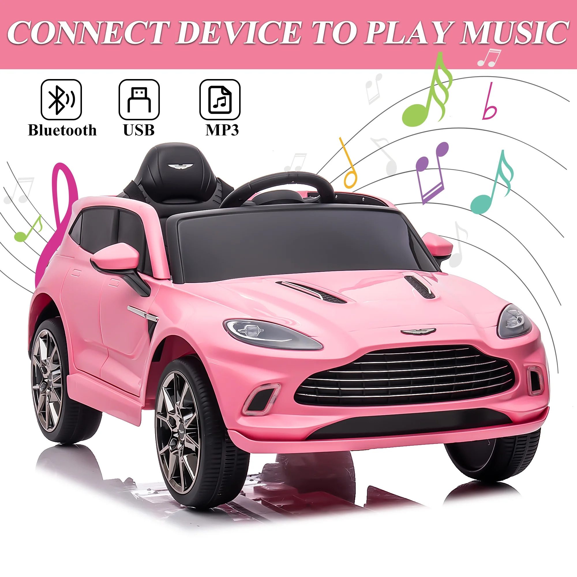 12V Ride on Car for Girls and Boys Licensed Mercedes Benz Electric Vehicle, MP3, Bluetooth, Ride On Toy for 3-5 Years Old, Red - Womvr