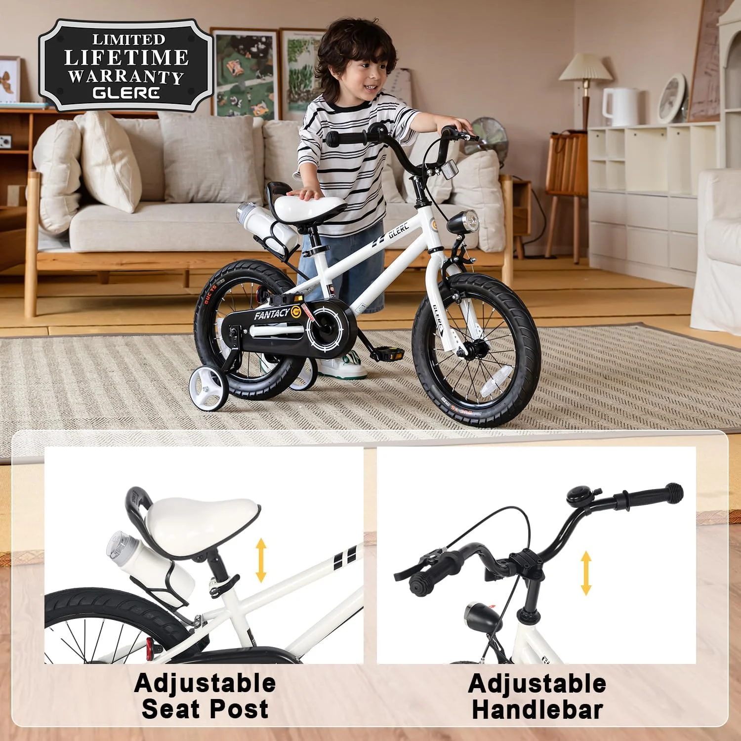 Glerc 12 inch Toddler and Kids Bike for 2-4 Years Old Boys & Girls, White - Womvr