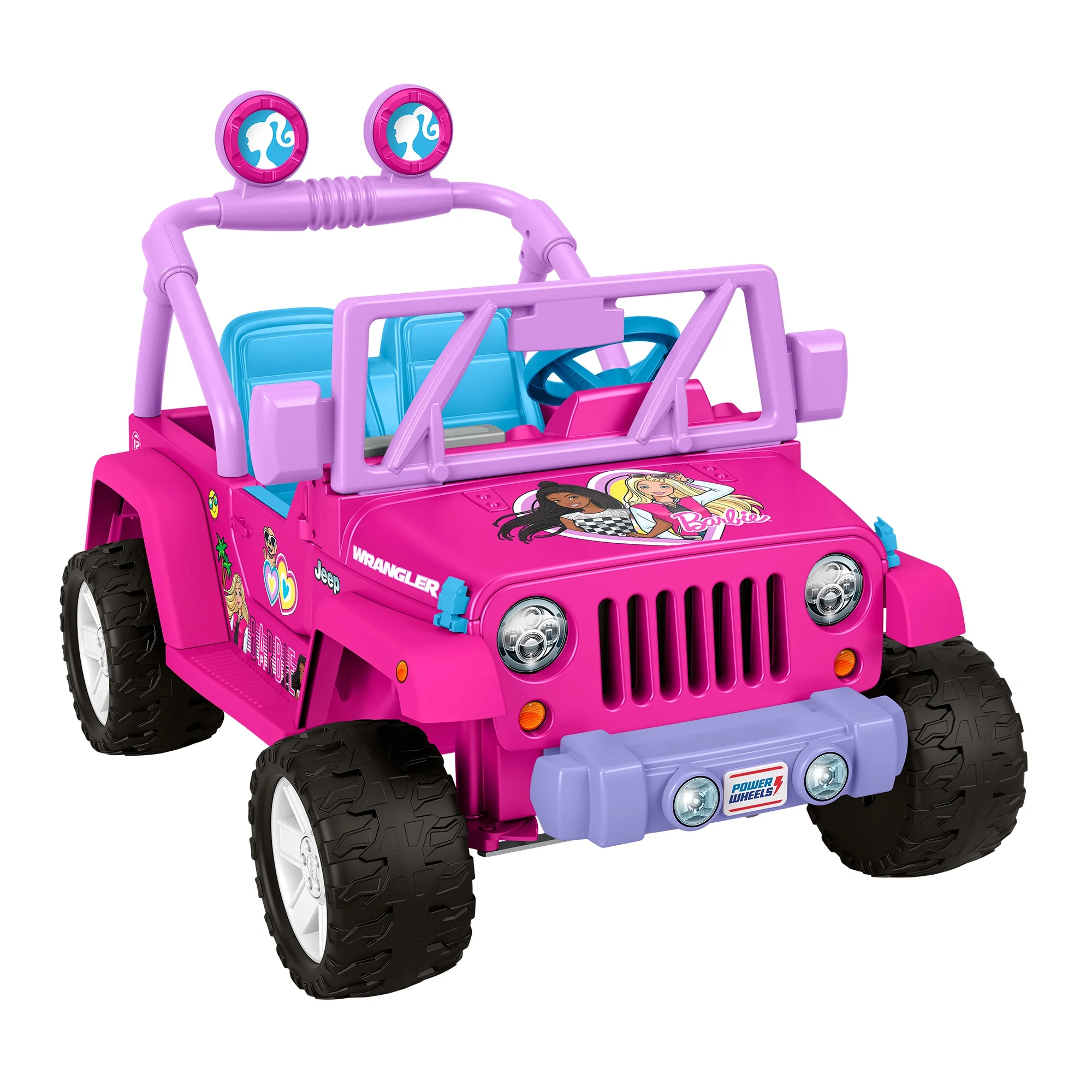 Power Wheels Barbie Jeep Wrangler Ride-On Toy with Music, Battery-Powered Preschool Toy - Womvr
