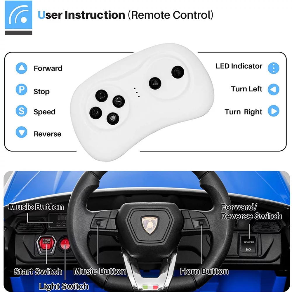 Lamborghini Urus 12V Electric Powered Ride on Car Toys for Girls Boys, Black Kids Electric Vehicles Ride on Toys with Remote Control, Foot Pedal, MP3 Player and LED Headlights, CL61 - Womvr