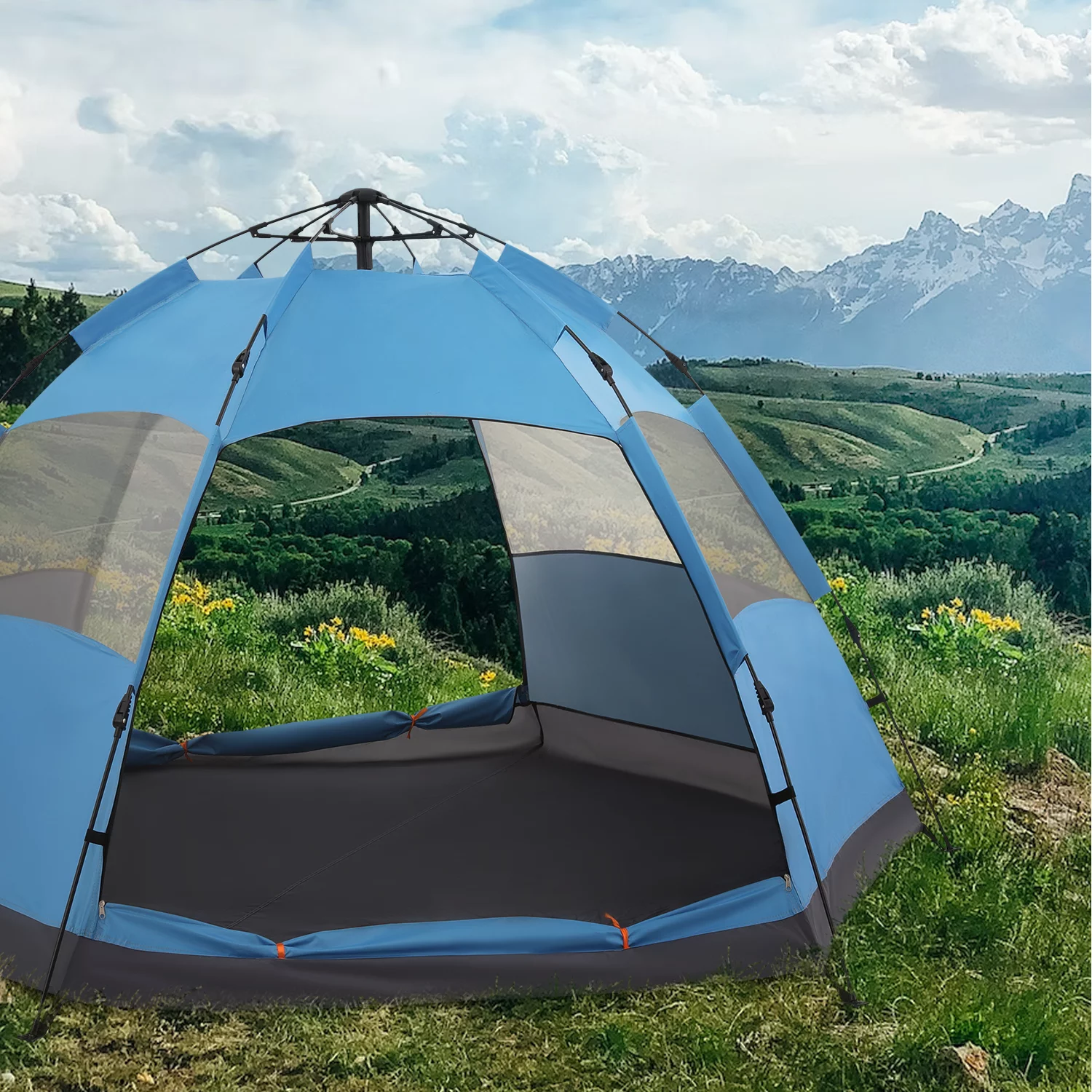 Magshion Large Camping Tents 4 Person Family Backpacking Tent Double Layer Outdoor Instant Set Up Tent with Carry Bag, Green - Womvr