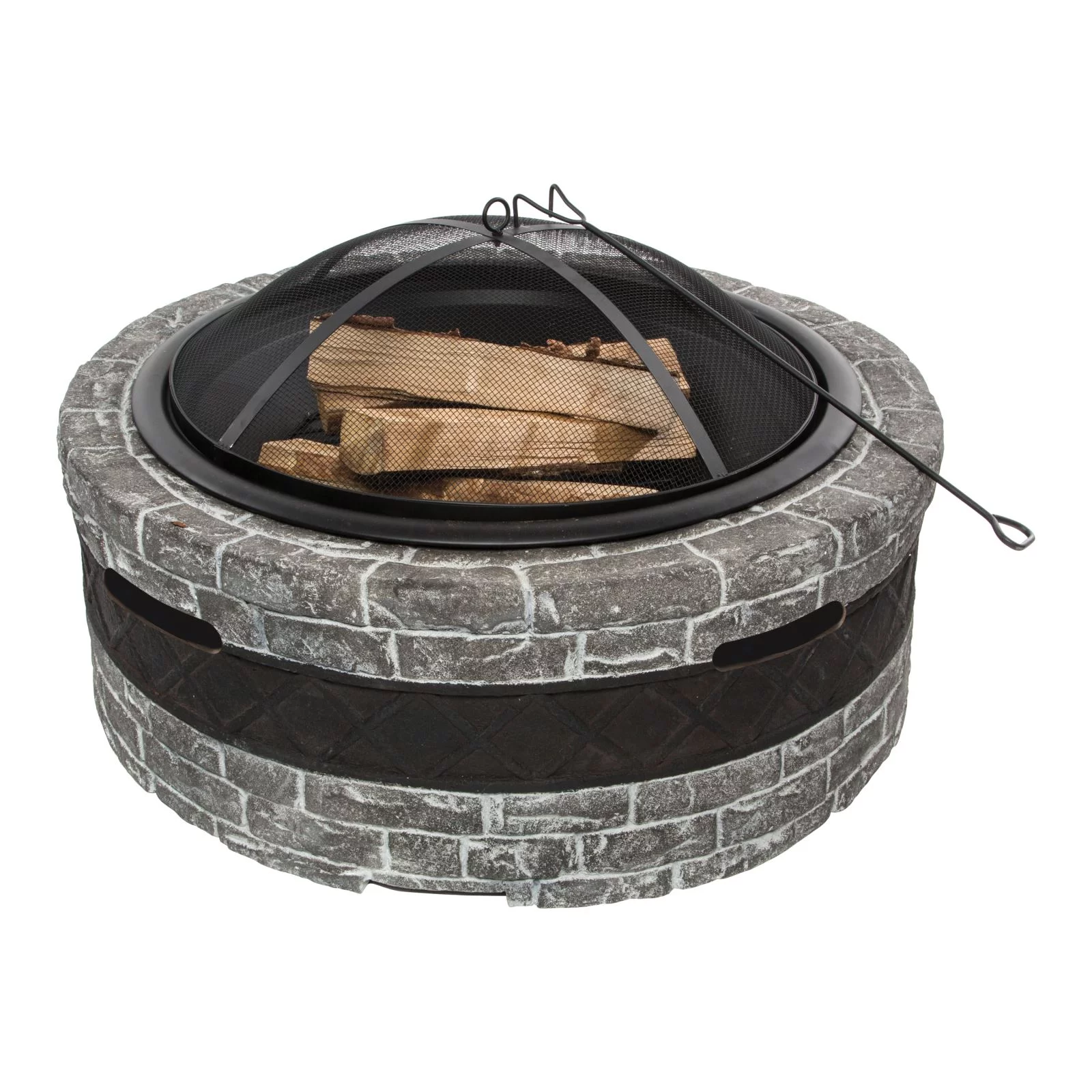 Sun Joe Wood Burning Fire Pit with Dome Screen & Poker, 35