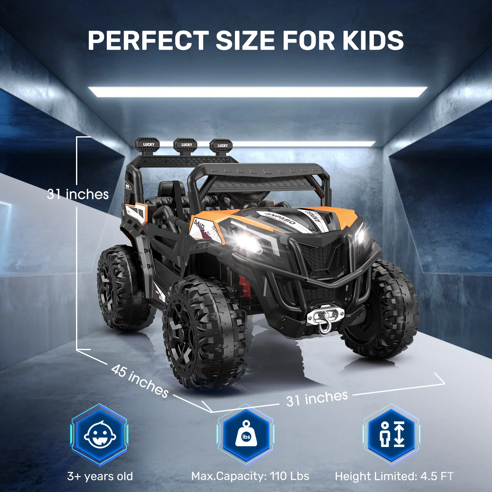 TOKTOO 24V Ride on Car, 4WD Powered Ride on UTV with Remote Control & Trunk Storage Space,  1 Seater Kid Car for Boys Girls -Blue - Womvr