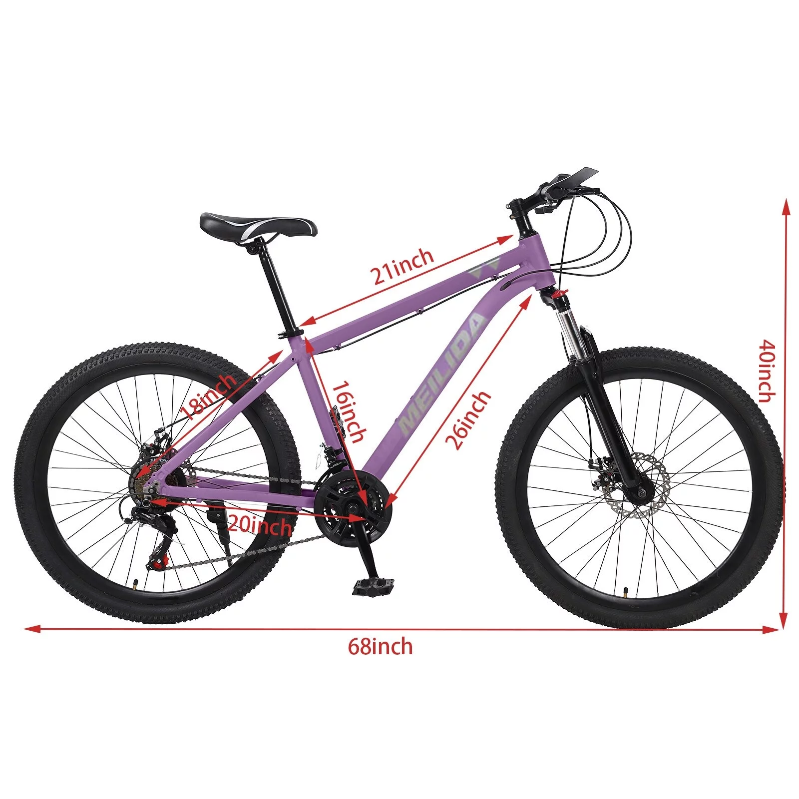 Mountain Bike 26-inch Outdoor Sports, 21-Speed , Lightweight Aluminum Mountain For Men And Women 68x23.6x40in - Purple - Womvr