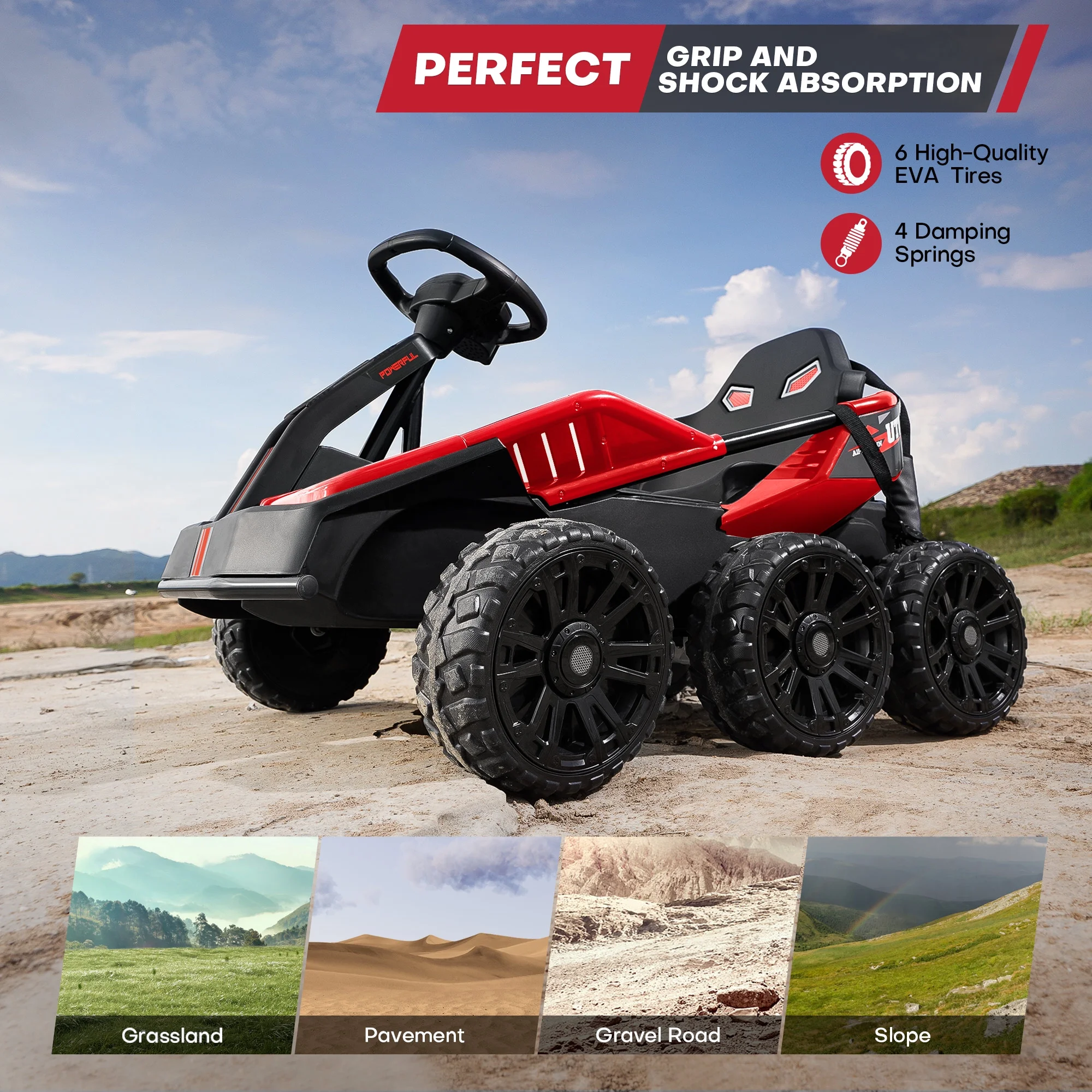 Teoayeah 24V Ride on Toys for Kids Ages 3-10, 2WD/4WD Switch, 4x75W Powerful Electric Car, 4 Shock Absorbers, Parent Remote, Music Player - Green - Womvr