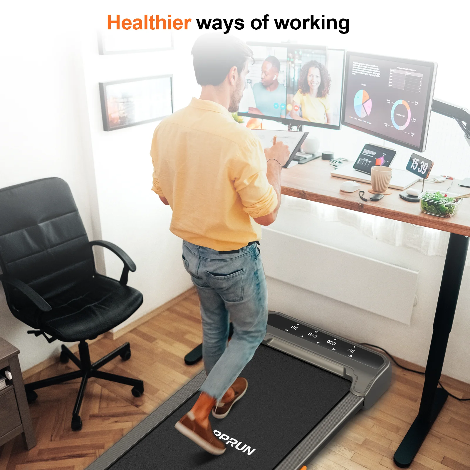 HAPPRUN Walking Pad 300lb, 40*16 Walking Area 2.5HP Under Desk Treadmill for Home Office with Remote Control - Womvr