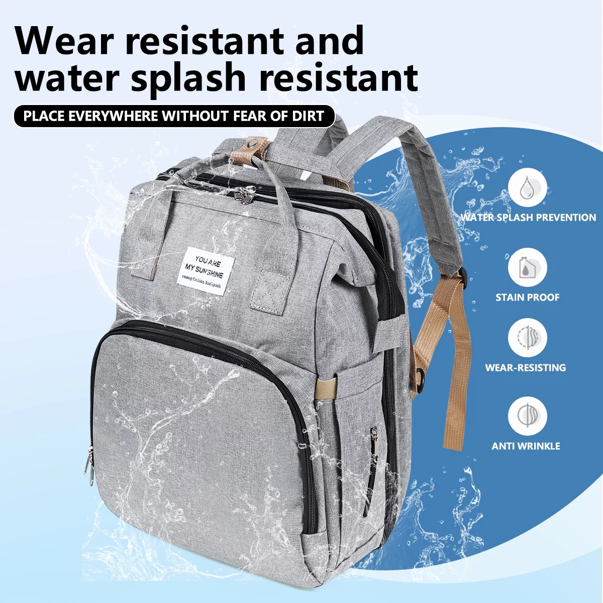 Diaper Bag Backpack,Multifunction 3 in 1 Waterproof Travel Back Pack,Baby Changing Bags with Changing Pad, Stroller Straps, Unisex, Green - Womvr