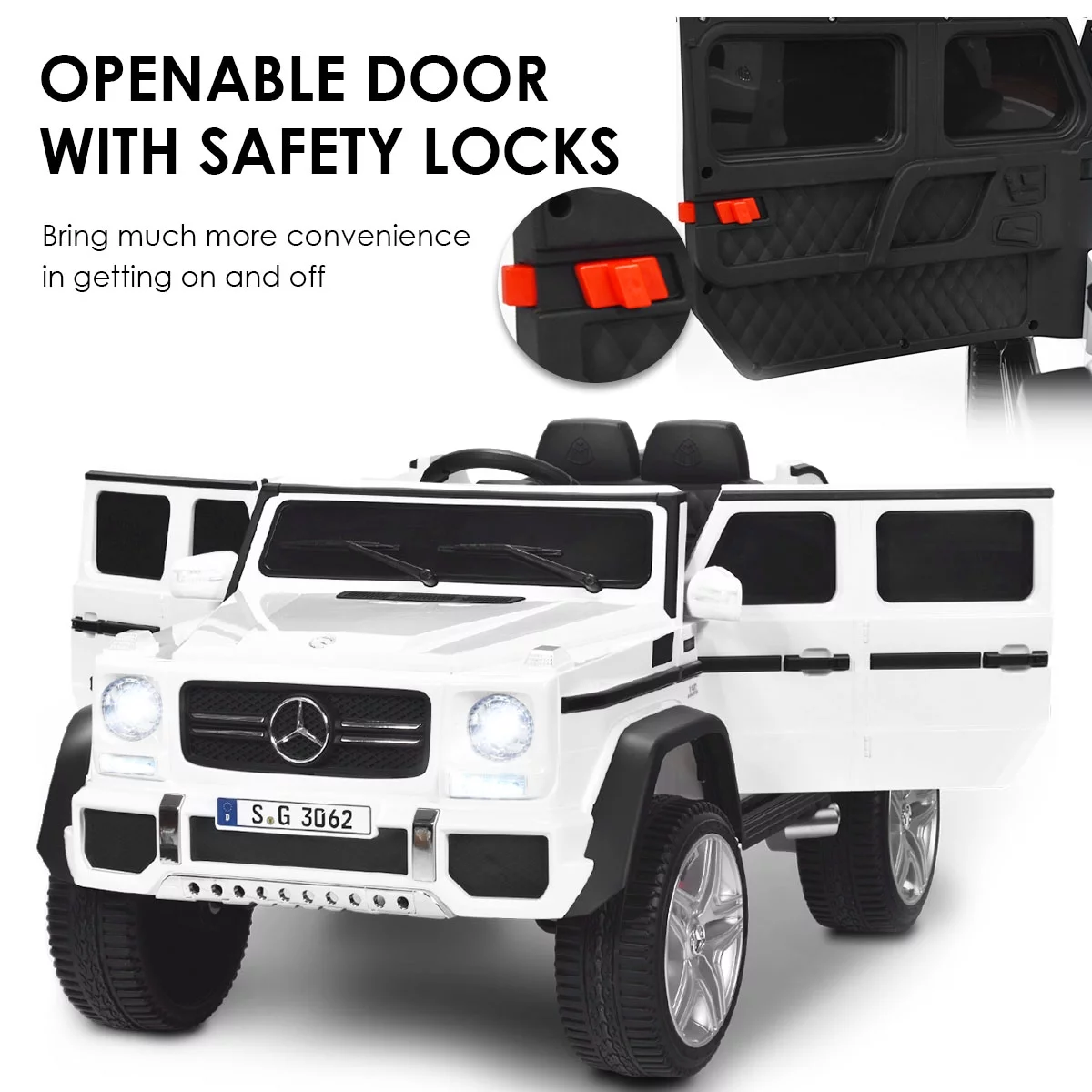 Costway Mercedes Benz 12V Electric Kids Ride On Car RC Remote Control W/Trunk, Blue - Womvr