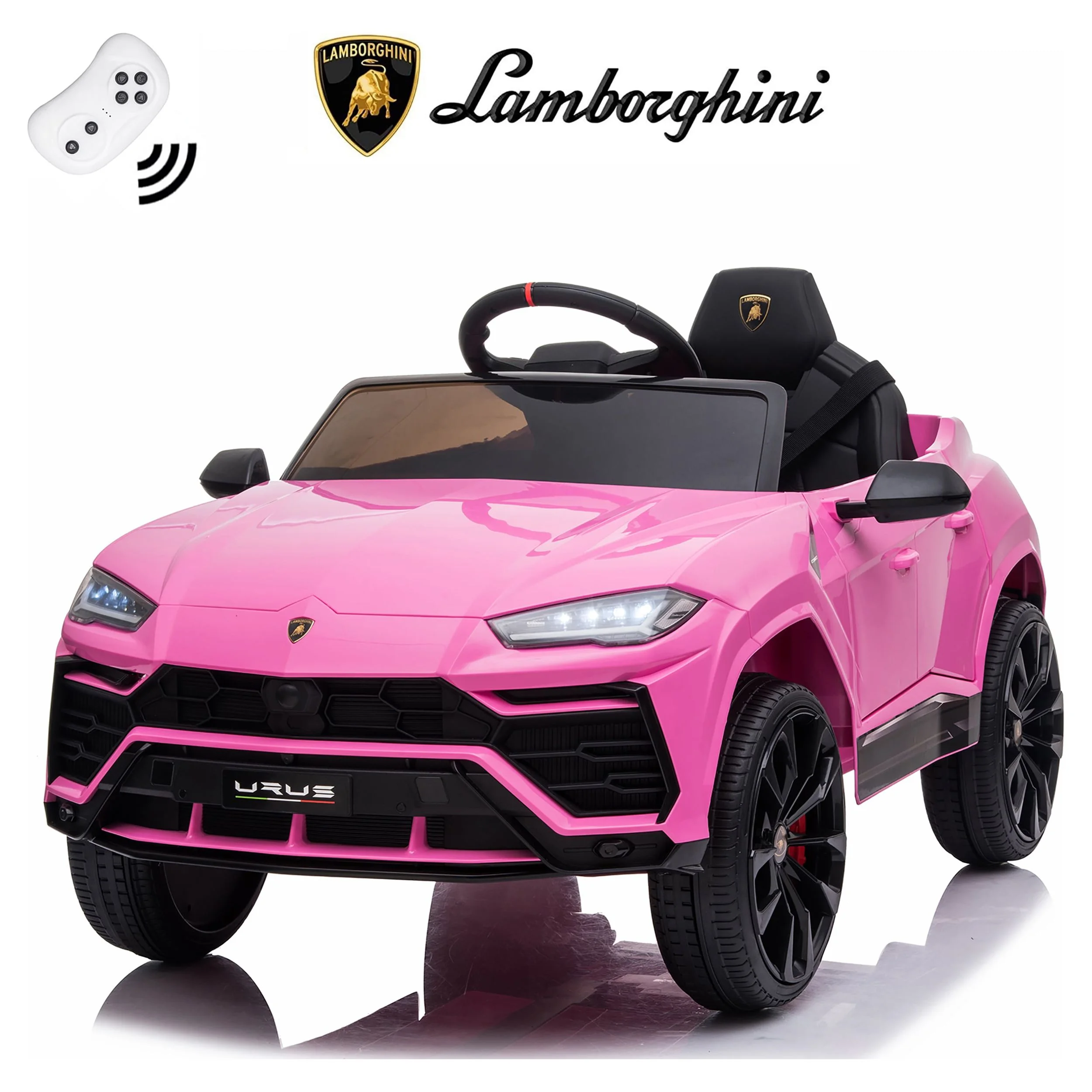 Seizeen 12V Kids Ride On Cars Battery Powered, Lamborghini Ride on Toy w/ Remote Control, 3 Speeds, Music Player, Ride On Cars for Kids As Best Gift for Girls Boys, Pink - Womvr