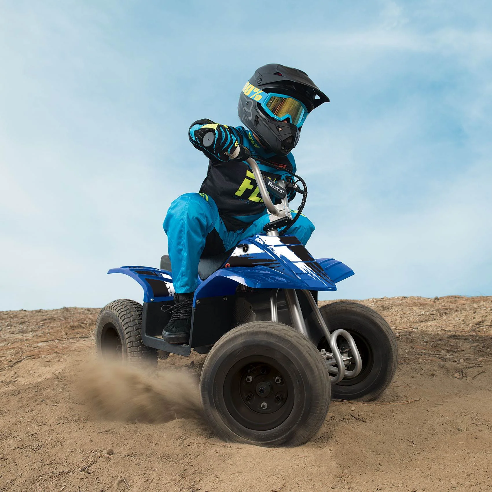 Razor Kids Electric Off Road Mini Dirt Quad Bike 4 Wheeler ATV 24 Volt, Blue - Womvr